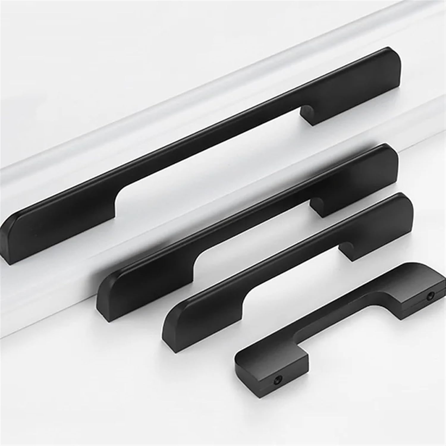 Black Cabinet Handle Gray Gold Aluminum Alloy Kitchen Cupboard Drawer Knobs Pulls Furniture Handles Hardware 2Pcs(Silver,Hole 128mm)