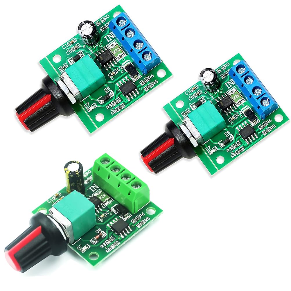 3 szt. Potencjometr PWM niskonapięciowy silnik regulator prędkości, silnik prądu stałego regulator prędkości 1,8 V 3 V 5 V 6 V 12 V 2 A przełącznik prędkości regulowany sterownik przełącznik