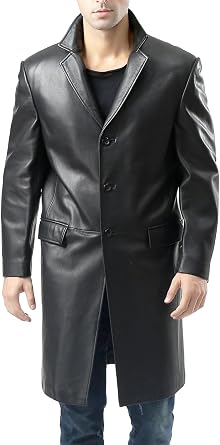 BGSD Men Ari New Zealand Lambskin Leather Long Walking Coat