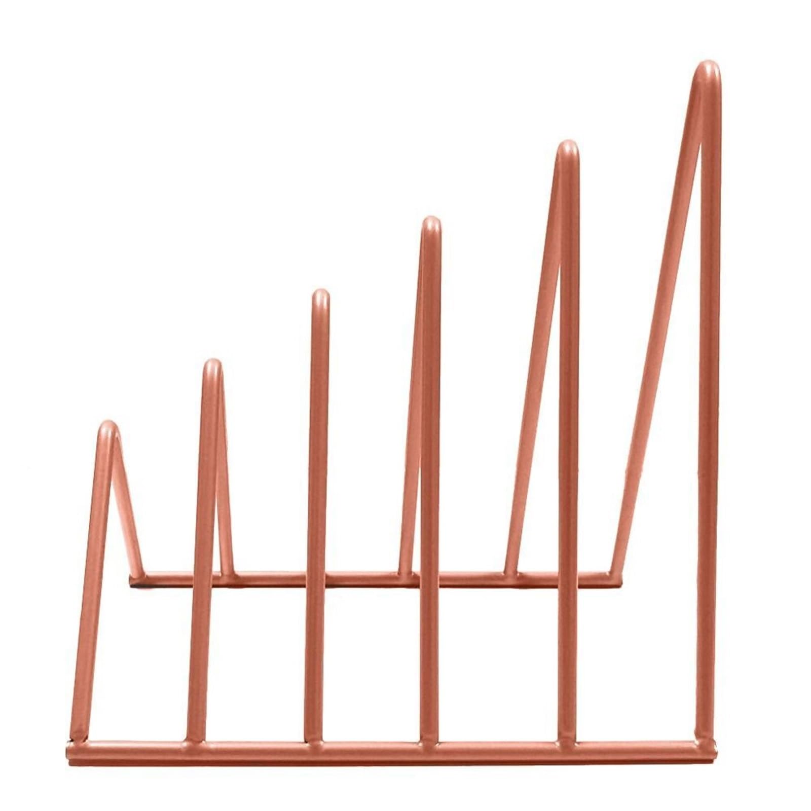 Desktop Bookends 2pcs Student Stationary Desk Storage Magzine Holder Desktop Organizer Iron Book Stand Triangle Bookend Record Rack for Book Storage(Rose gold)