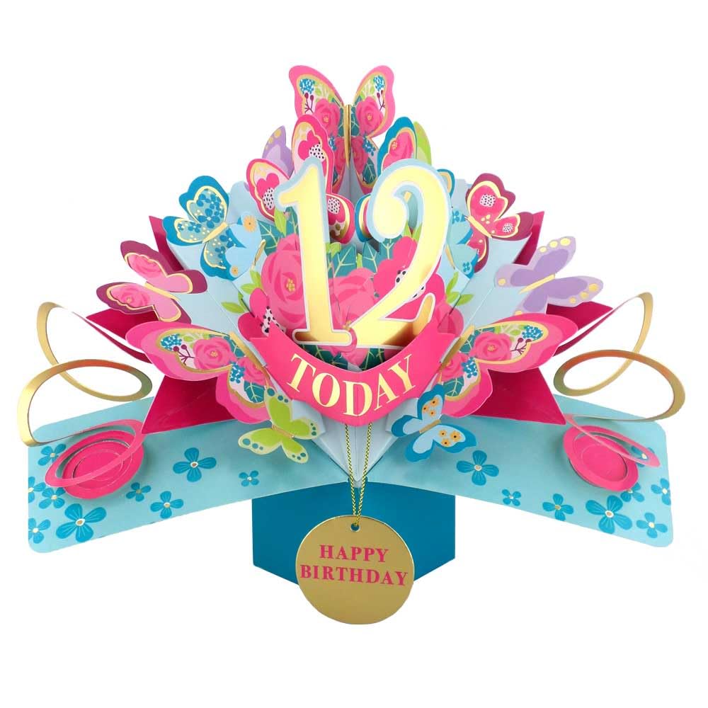 12 Today Happy 12th Birthday Pop-Up Greeting Card Love Kate's Pop Up Cards Her Design POP236MC12 — image 1