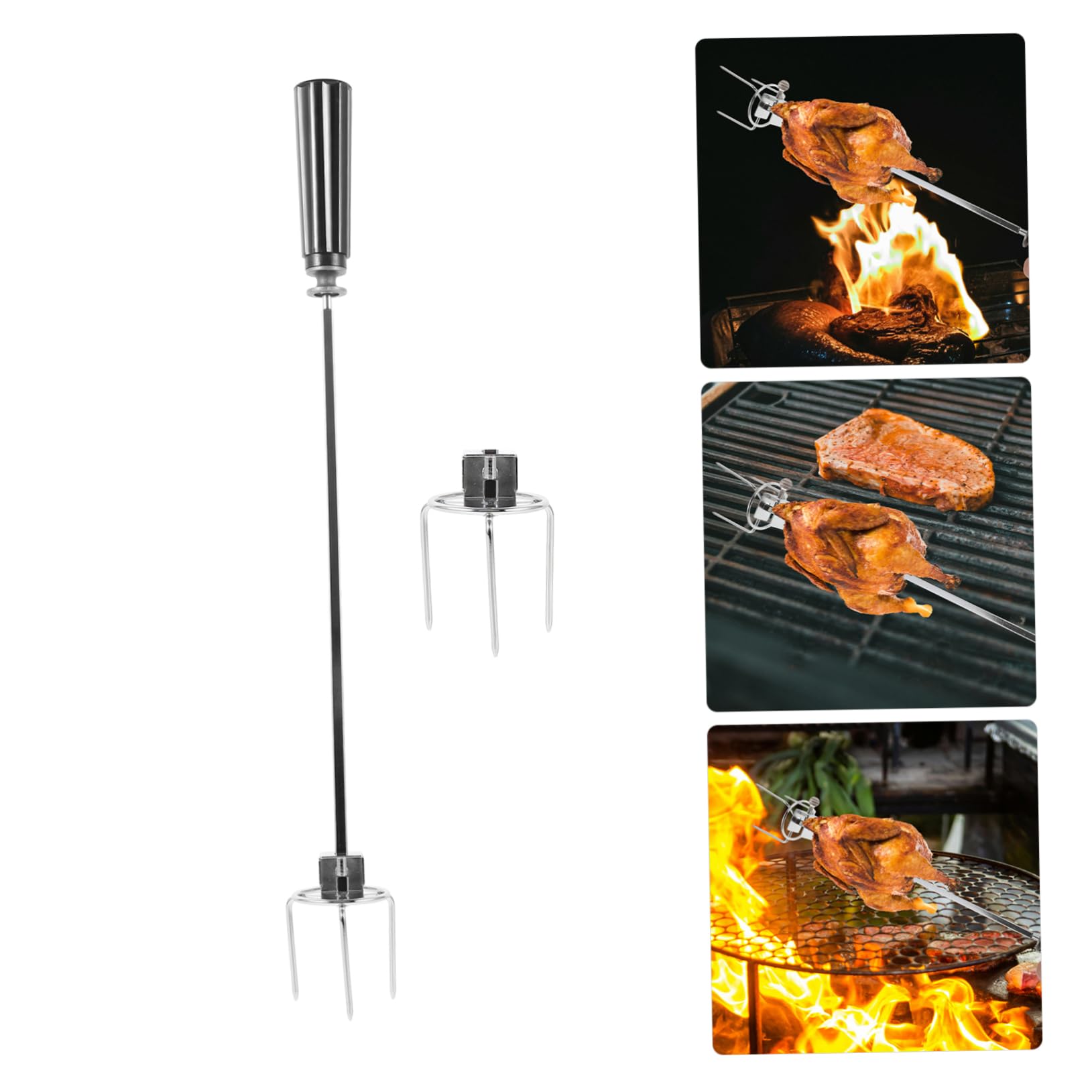 Toyvian 3 Set forchetta da barbecue Accessori per griglia forchettone Forks BBQ Skewers spiedo forchette per barbecue da cucina carne Forchetta di pollo arrosto Acciaio inossidabile Silver