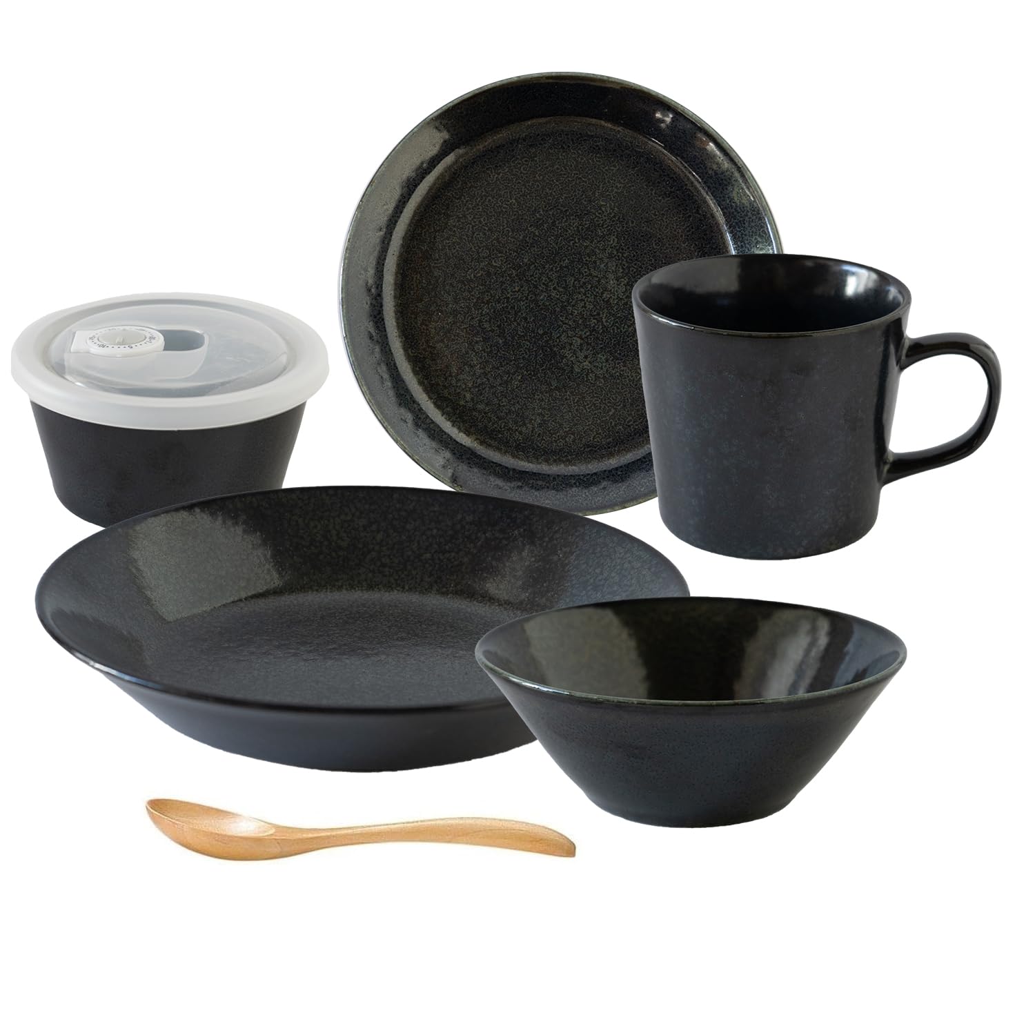 Aito Mino Ware Dinner Set, 6-Piece, Midnight Black
