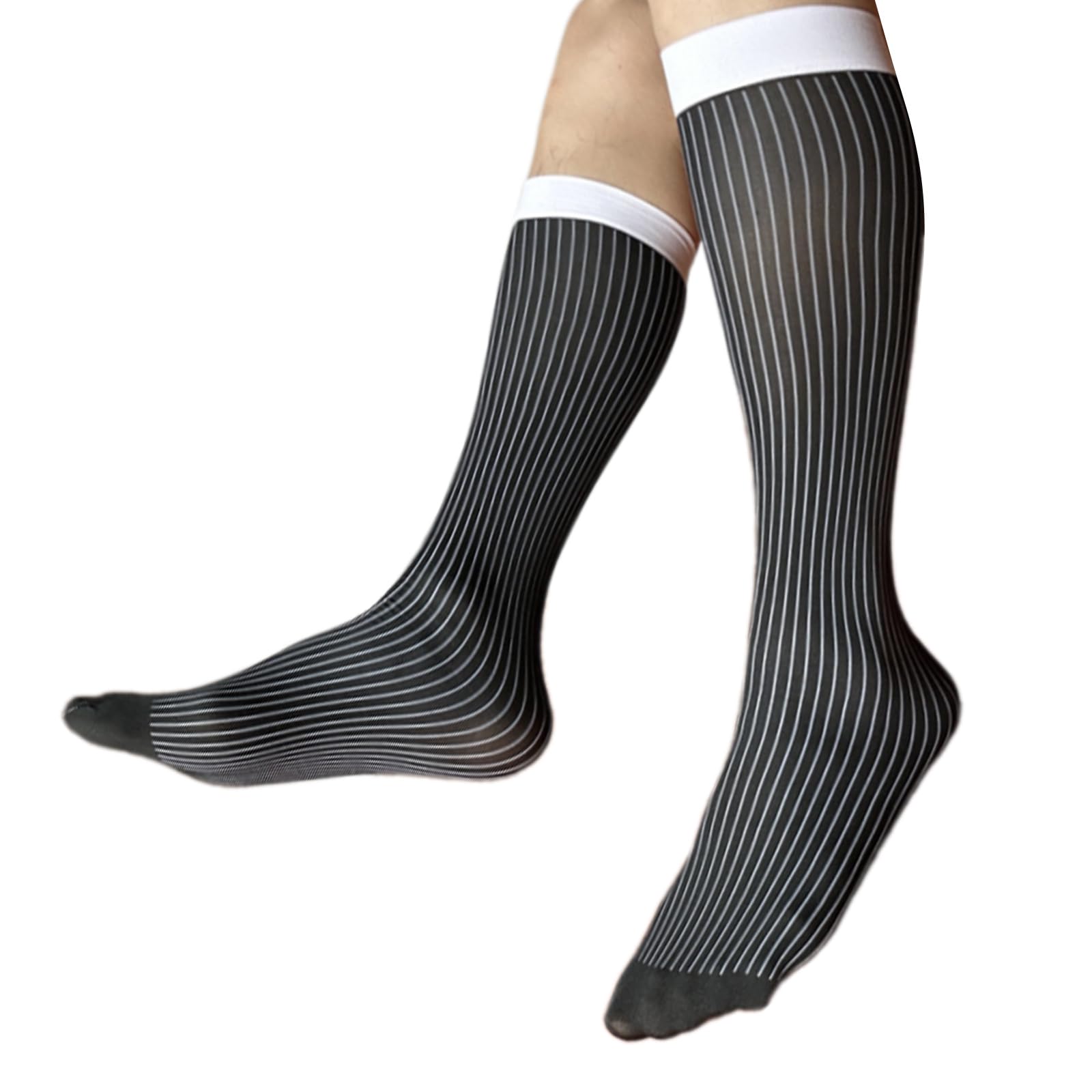 Ruarby Unisex C Mens Sheer Business Dress Socks Long Over The Alf Or Work Nylon Knee Highs Gifts Mens Thin Dress Silk Sheer Business Soft Nylon Knee