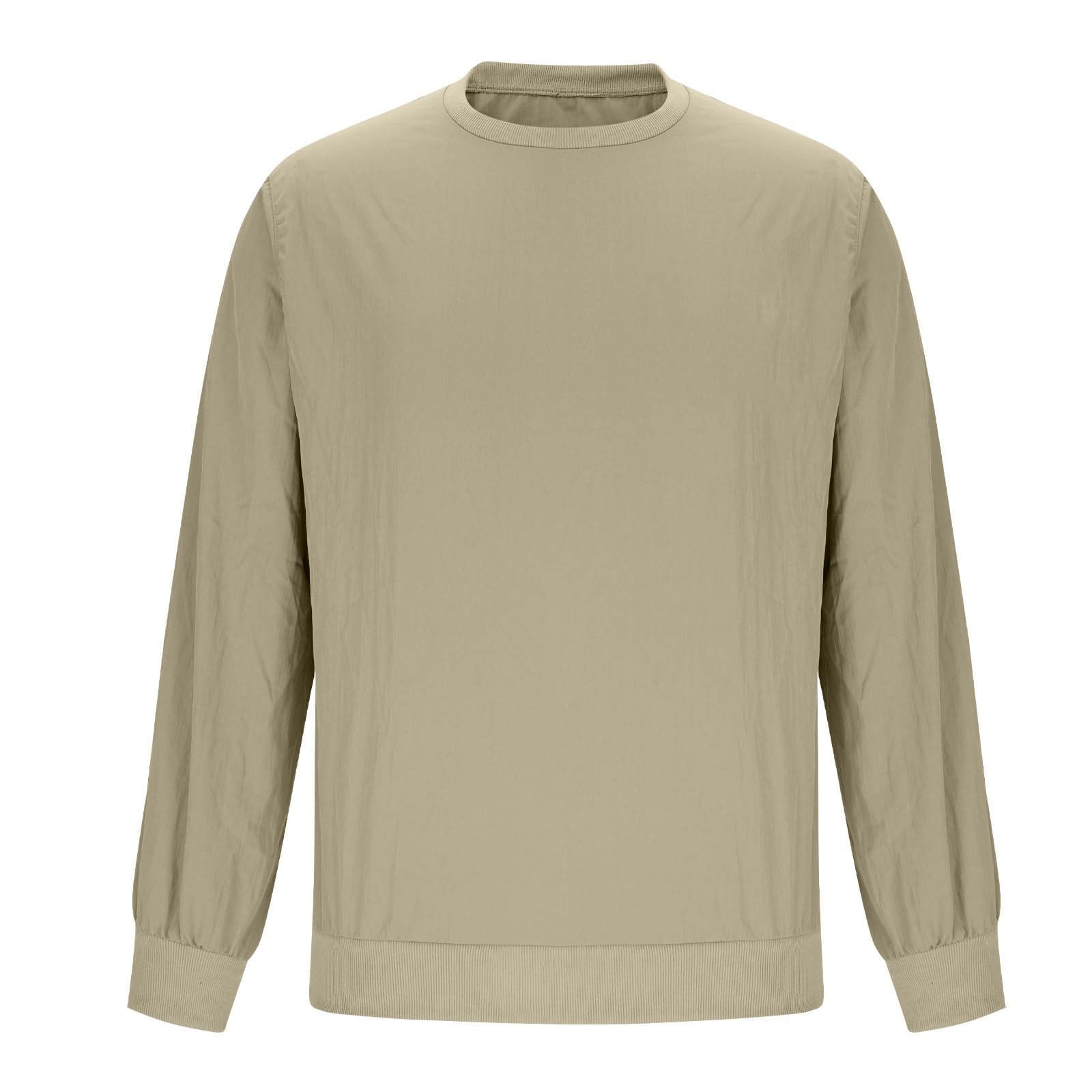 Camiseta de manga larga para hombre, casual, ajuste holgado, cuello redondo, sudadera básica, estilo urbano, cómoda, uso diario, para el trabajo, viajes, actividades de fin de semana, ocio, trajes