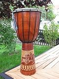 50cm Djembe Trommel Bongo Afrika Style Gecko Geschnitzt Ziegenfell Guter Klang + Anleitung F1
