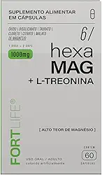 Magnésio (Oxido, Bisglicinato, Taurato, Cloreto, Citrato, Malato) Hexa Mag + L-Treonina 60 Cápsulas | Magnésio com Alta Absorção | Força Muscular, Energia e Relaxamento | Suplemento Premium