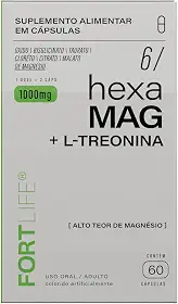Magnésio (Oxido, Bisglicinato, Taurato, Cloreto, Citrato, Malato) Hexa Mag + L-Treonina 60 Cápsulas | Magnésio com Alta Absorção | Força Muscular, Energia e Relaxamento | Suplemento Premium