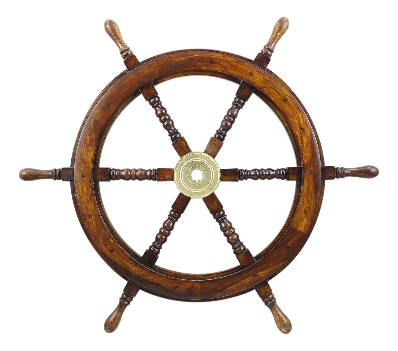 Steuerrad maritime Deko Holz mit Messingnabe Ø=75cm Sea-Club