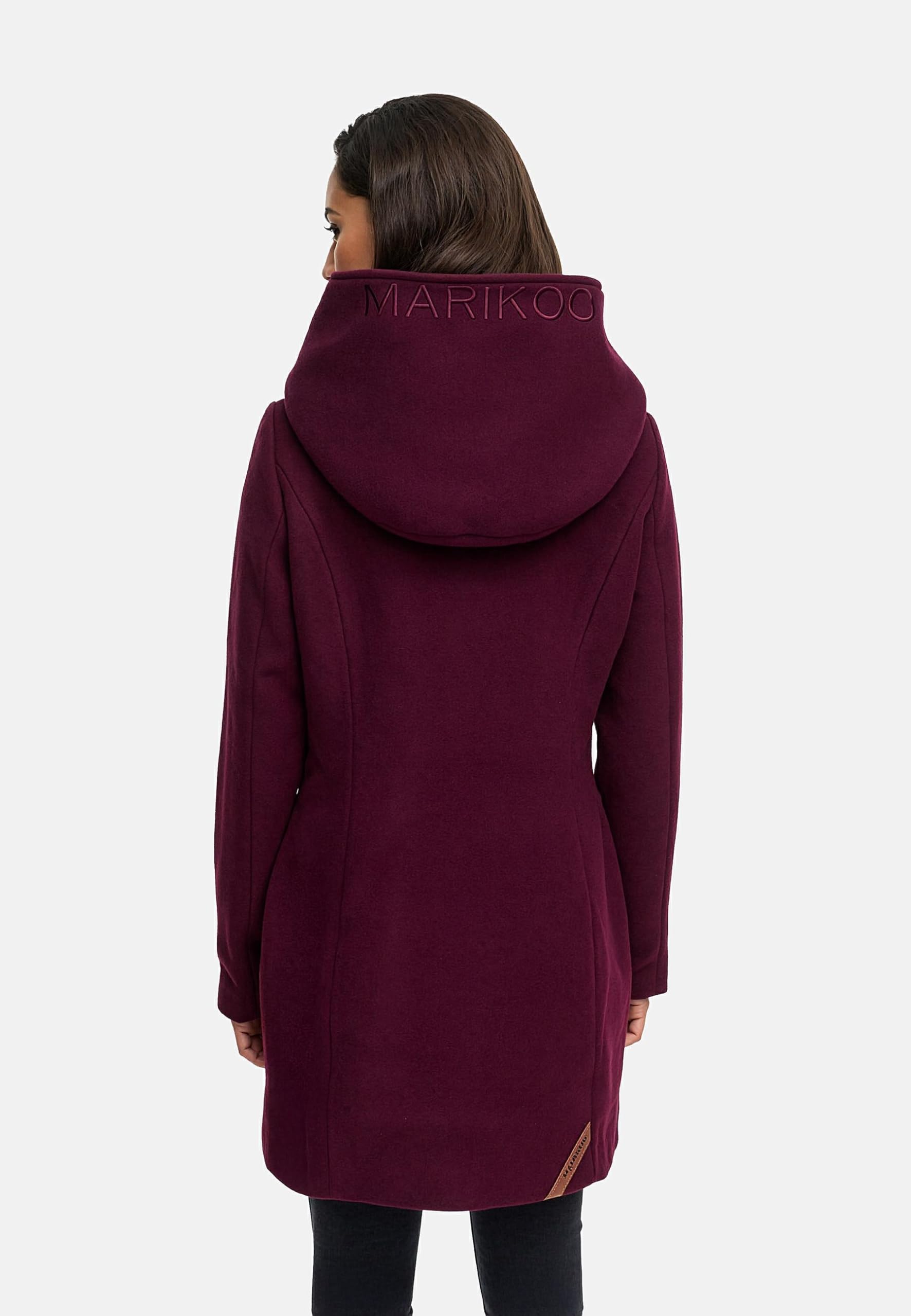 MARIKOO Damen Mantel in Wollmantel-Optik warmer Trenchcoat mit Kapuze Maikoo XS-5XL