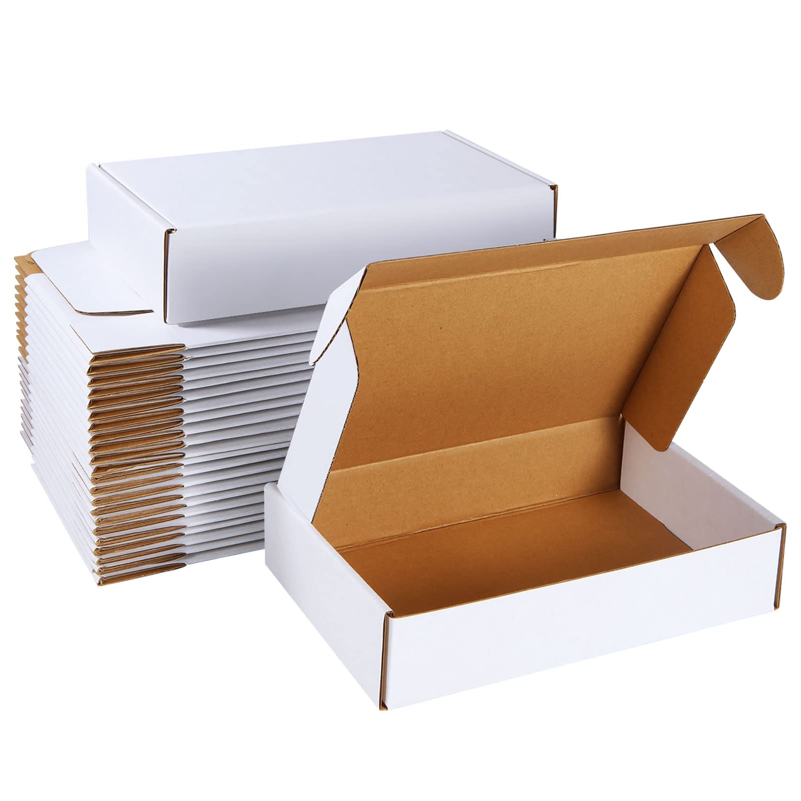 JMIATRY 30 Pack Shipping Boxes, 23x15.5x5cm (9x6x2 inches) Small Cardboard Gift Boxes, Corrugated Cardboard Postal Box for Packing, White