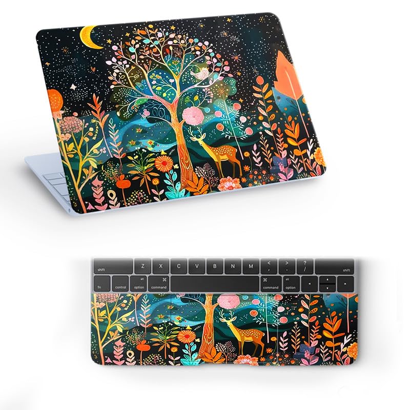 Floral F41 Top+Wrist Pad Vinyl Laptop Skin/Sticker/Cover for 14 Inches Laptops Laminated-Removable-HD Quality Compatible for Hp-Dell-Sony-Lenovo-Asus etc.(13.8×9.6 Inches)