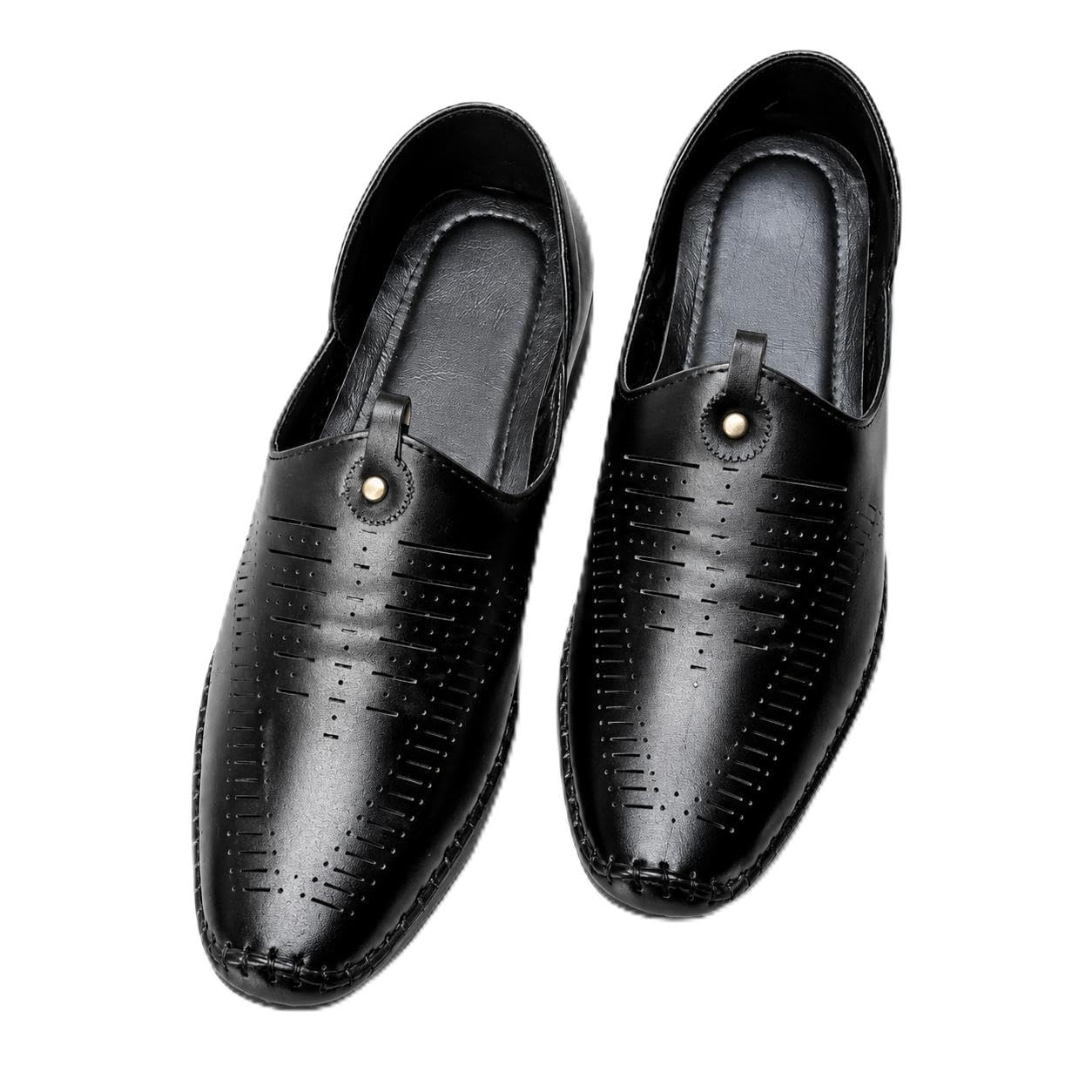 Classic Men’s Perforated Black Synthetic Jutti-image-30