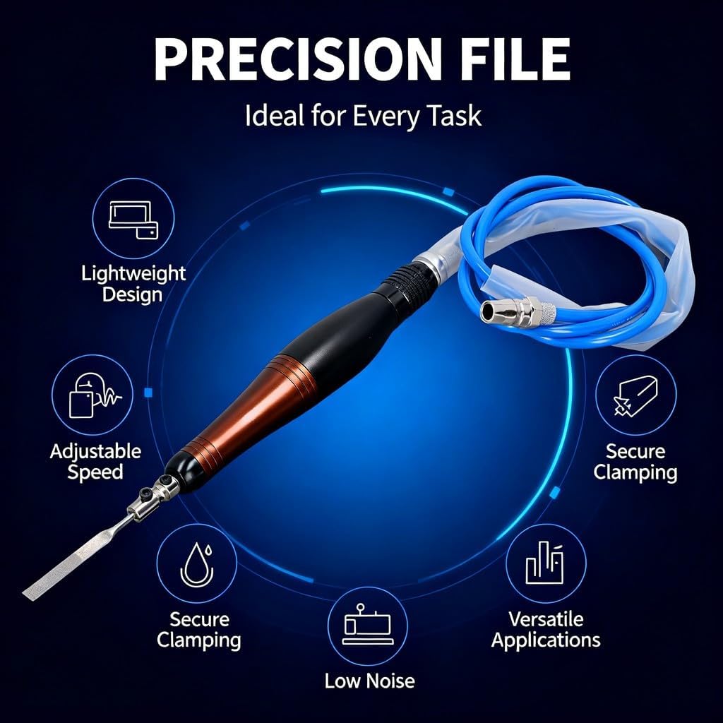 Air Reciprocating File Pneumatic Saw 0.6mm Stroke, 23000bpm, 1/4 Inch Inlet - Adjustable Speed, Lightweight Ergonomic Body, Ideal for Metal and Woodworking