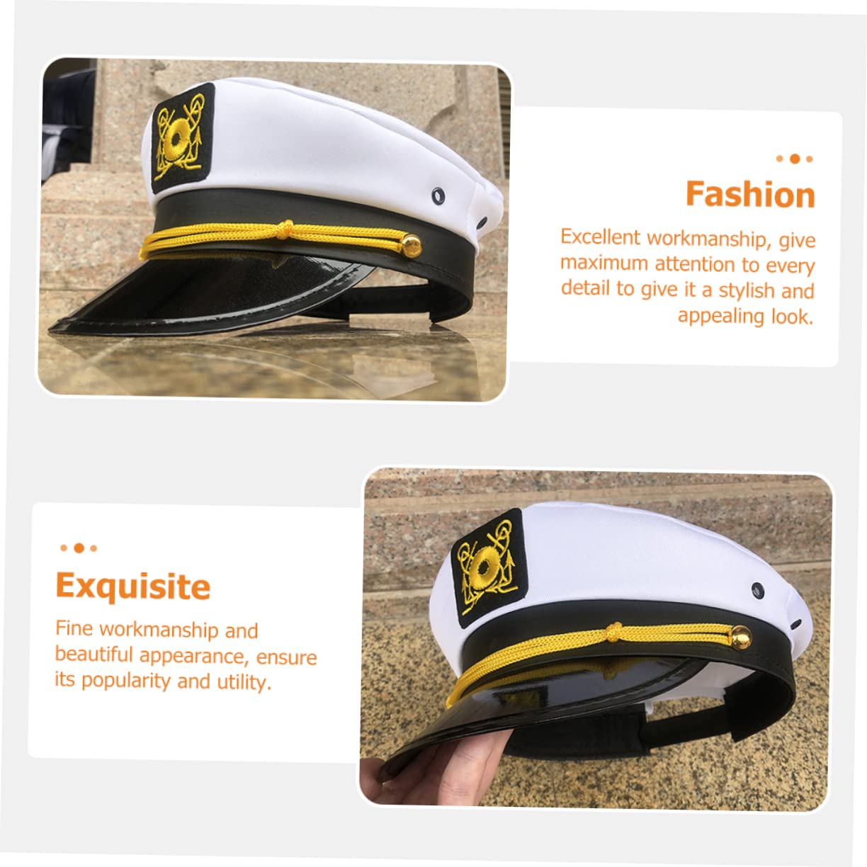 4pezzi Cappello Da Marinaio Per Cosplay Di Halloween Accessorio Costume Nautico Unisex Per Feste e Mascherate Elegante Cappello Con Ricamo Per Uomini e Donne