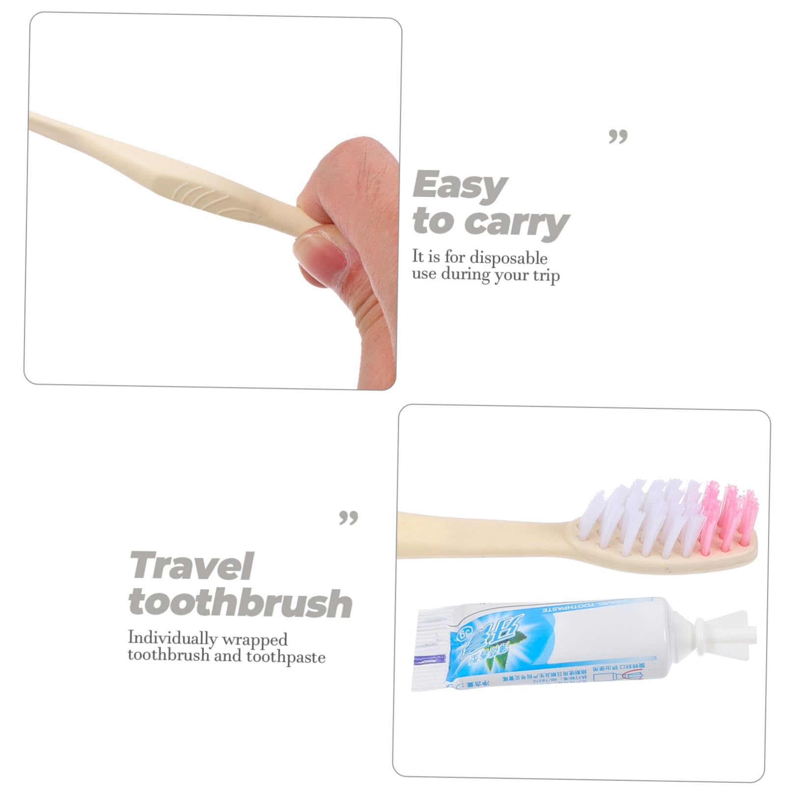 CHILDWEET Kit Spazzolini da Denti Monouso 100 Pezzi con Dentifricio Piccolo, Portatile in Plastica, Usa e Getta per Viaggio e Hotel Stile Casuale