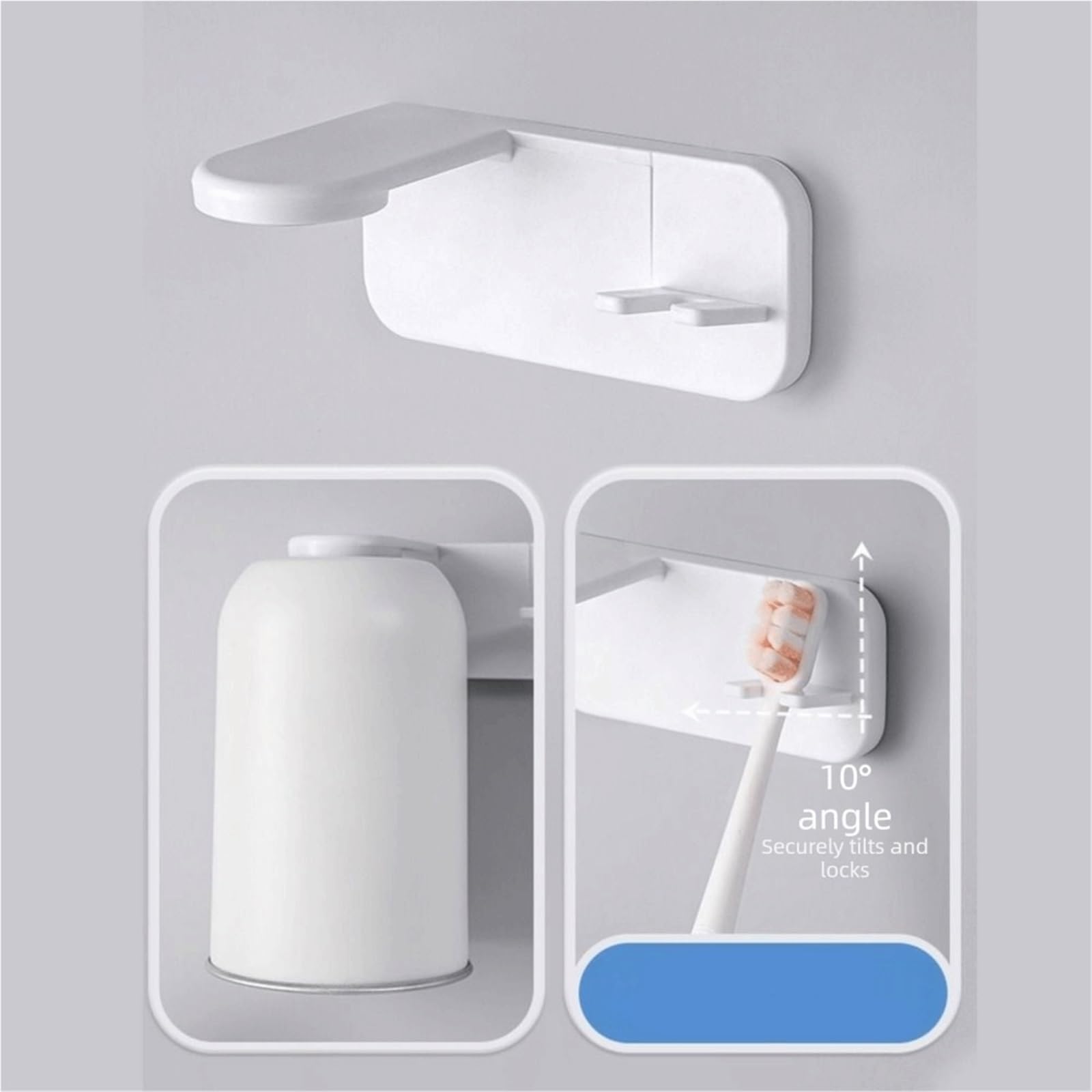 Soporte magnético for cepillos de Dientes, Taza for Enjuague bucal Acero Inoxidable, instalación Simple sin Clavos, 1 Uds para Ducharse,Cepillarse Los Dientes