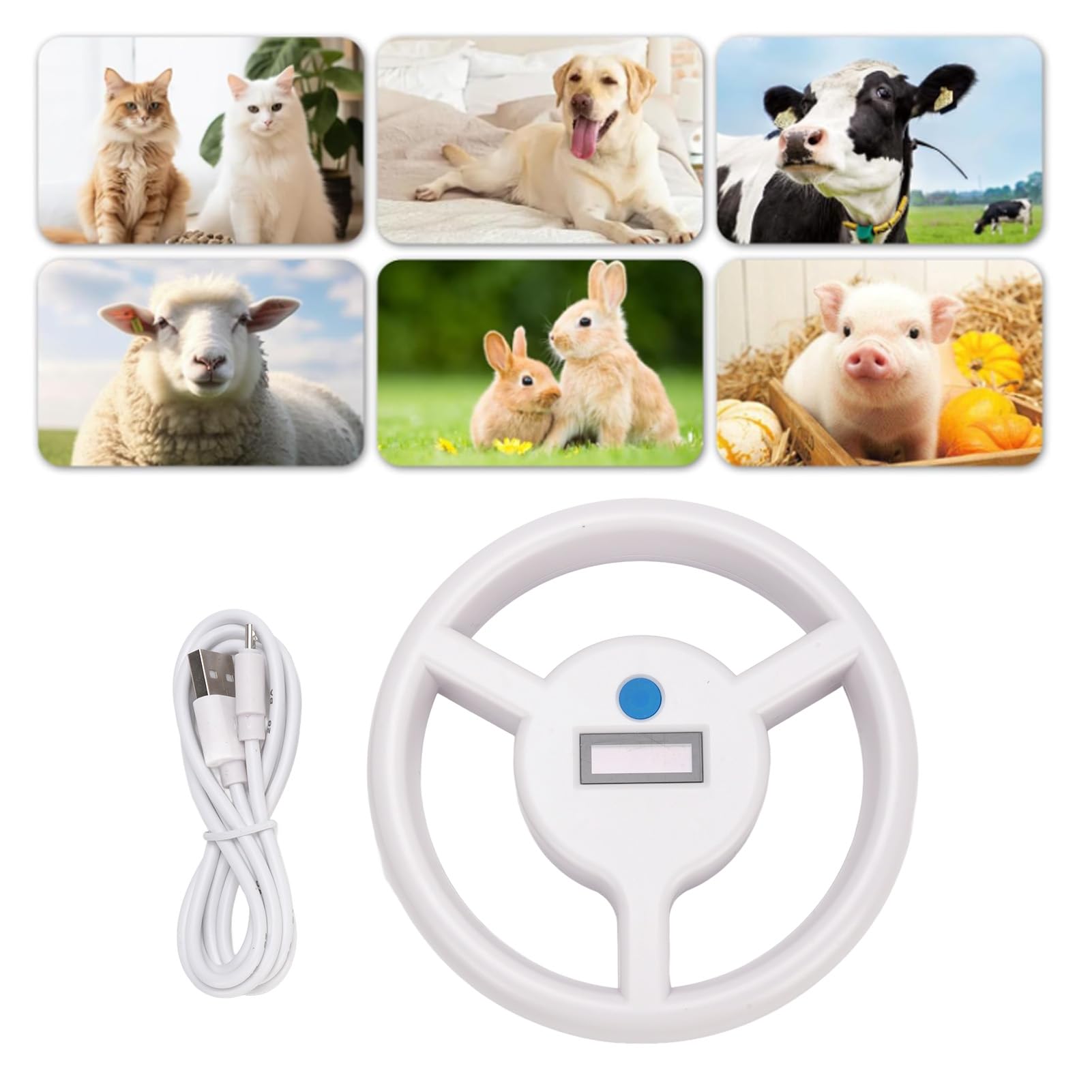 Scanner per microchip per animali domestici 134,2 Khz USB 30 Archiviazione dati Lettore di tag ID chip per animali ad alta sensibilità per cani gatti Pollame Bestiame Bianco