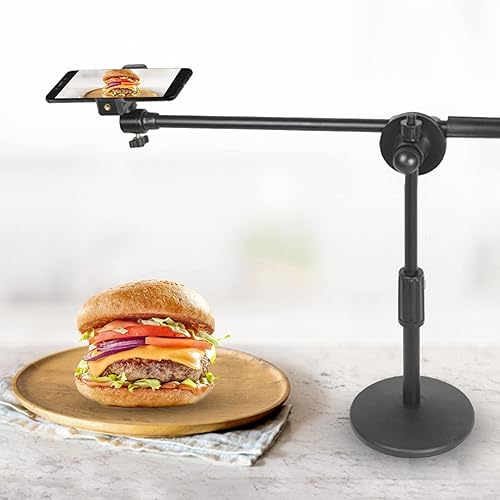 Miniatura 5 de Ejoyous Soporte de teléfono celular para escritorio, ángulo ajustable, soporte de brazo para fotografía, grabación de video, luz de relleno,