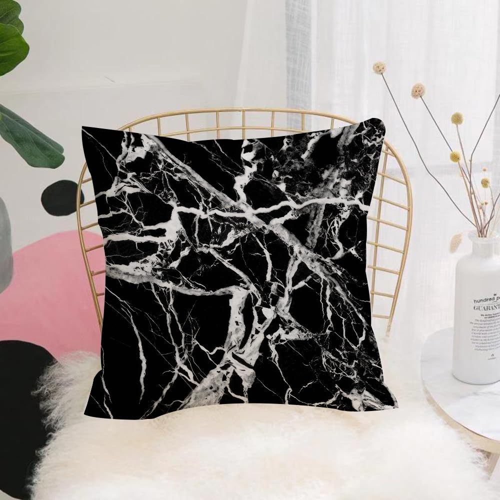 HYOSXW Cushion Cover,Throw Pillow Case Home Decorative for Living Room Bedroom Sofa Chair 16X16 Inch,Marble, marble texture with black and white stone patterns,Pillowcase 40X40cm