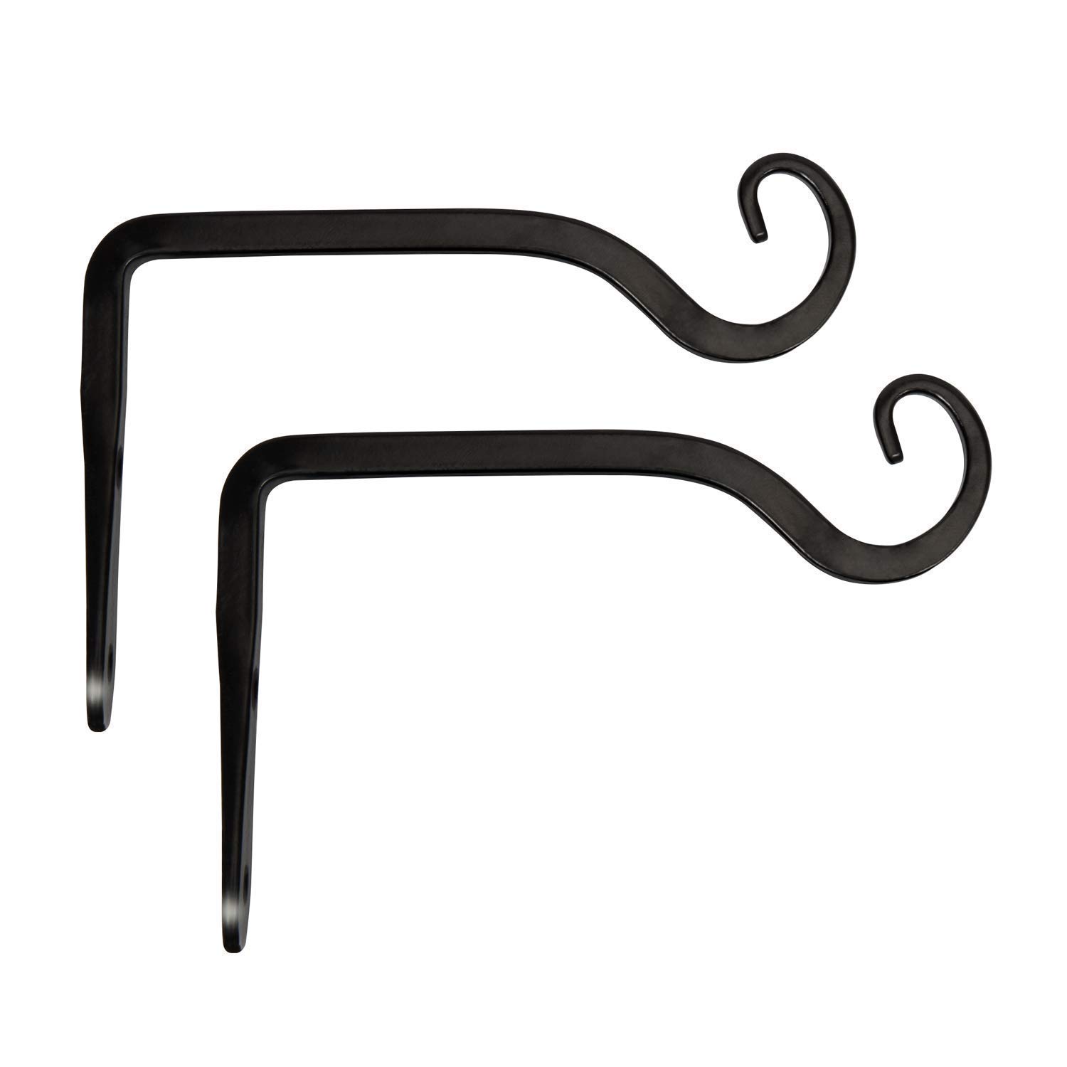 Ruiuzi Black 2Pack Wall Hanging Basket Bracket Plant Hooks Hanger Outdoor Indoor Heavy Duty With Screws For Hanging Planters, Lantern,Bird Feeder,Home Décor (,2Pc)