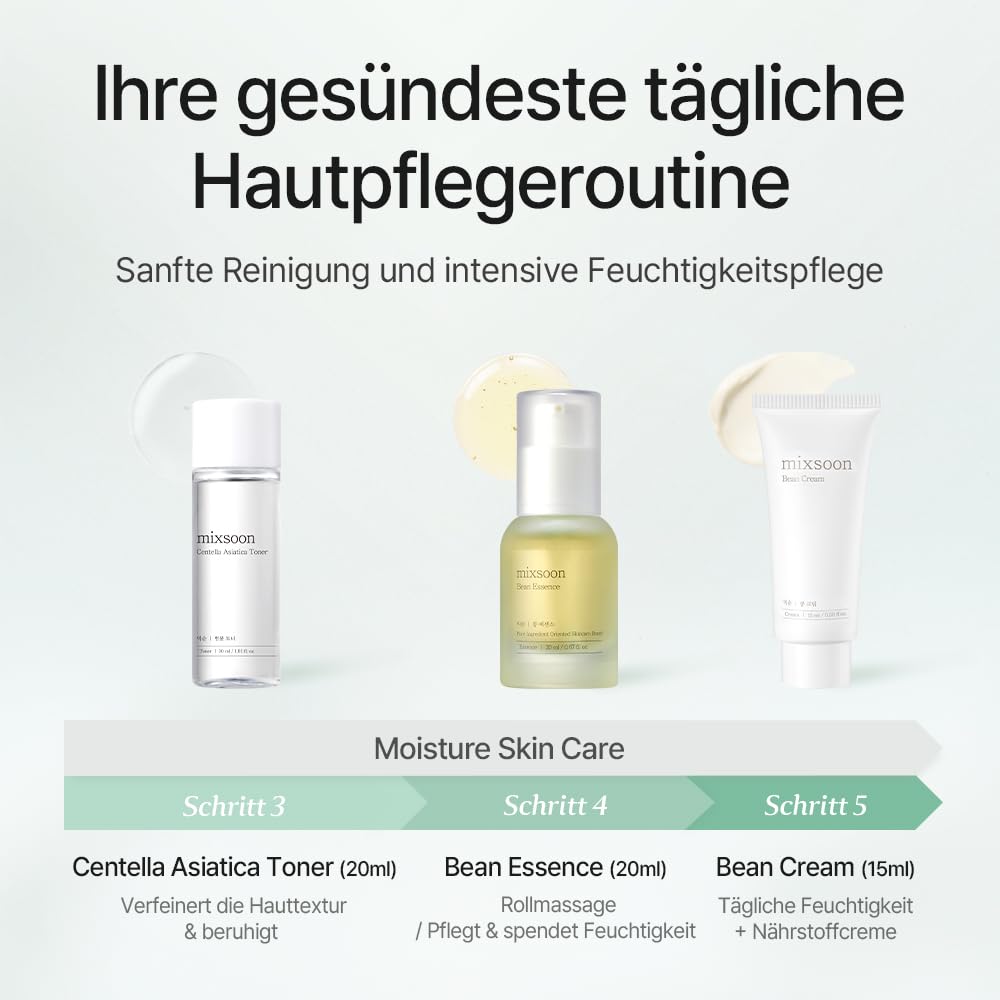 mixsoon Pure Glow Essentials Set - Routine Coreana Glass Skin in 5 Step per Pelli Sensibili, Kit Skincare Idratante con Centella e Acido Ialuronico, 5 Articoli