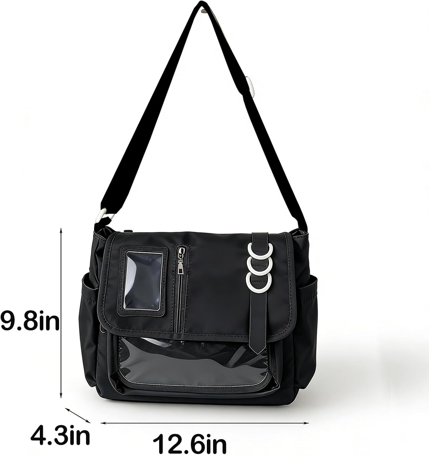 Ita Messenger Bag for Women, Cute Personality Display Canvas Crossbody Bag with Water Bottle Holder and Badge Display Window