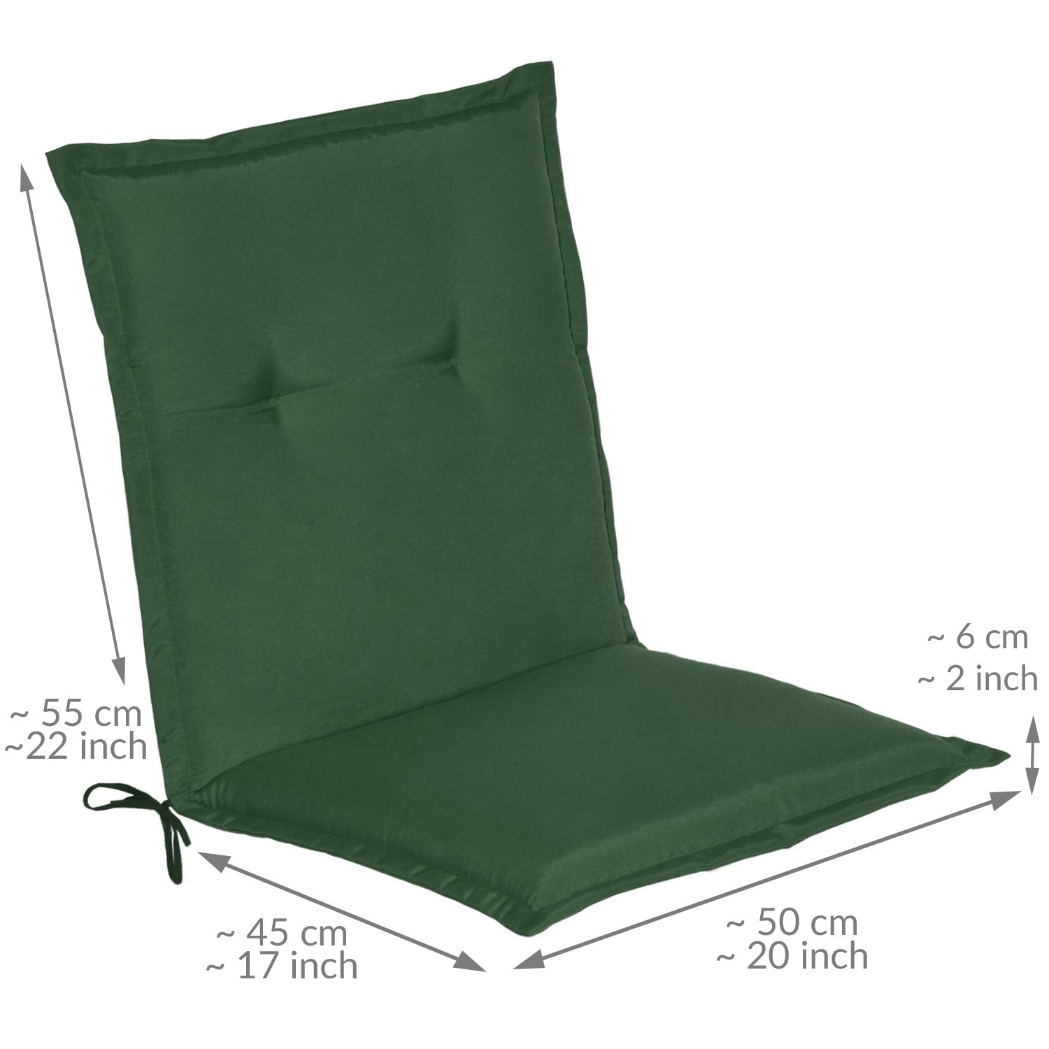 Beautissu Set de 4 Cojines sillas Jardin con Respaldo bajo para Exterior | 100x50x6cm Verde Oscuro placas compactas de gomaespuma tumbonas mecedoras de balcón asiento relleno espuma cojin Loft NL