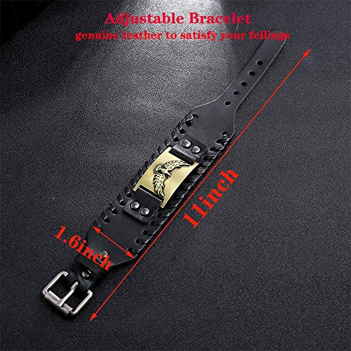 Image of GelConnie Viking Bracelet Punk Leather Cuff Bracelet Gothic Leather Wristband Bracelet with Nordic Amulet Scandinavian Talisman Celtic Pagan Jewelry