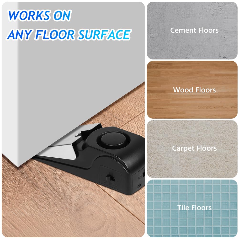 Flintronic Stoper do drzwi, 2 sztuki, stoper do drzwi, alarm antywłamaniowy, 120 dB, regulowana podwójna ochrona, urządzenie zabezpieczające do domu, hotelu i w podróży (baterie nie wchodzą w zakres