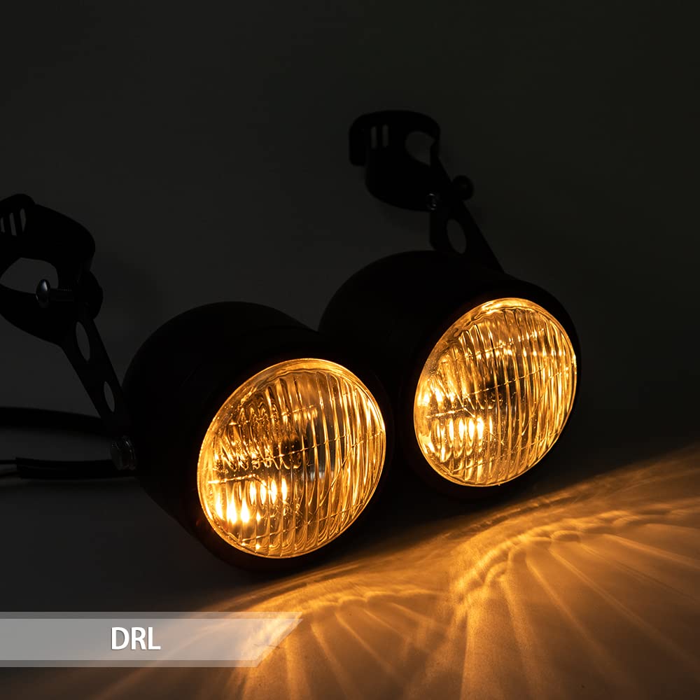 Reflektor motocyklowy Twin przedni reflektor z uchwytem do Bobber Chopper Cafe Racer
