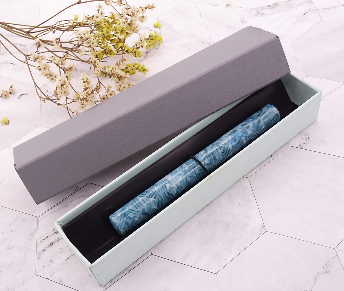 erofa Majohn - Pluma estilográfica de punta fina y cristal, celuloide de mar de coral con convertidor de tinta, bolígrafo de tinta de viaje de doble uso, juego de regalo para firma, dibujo artístico