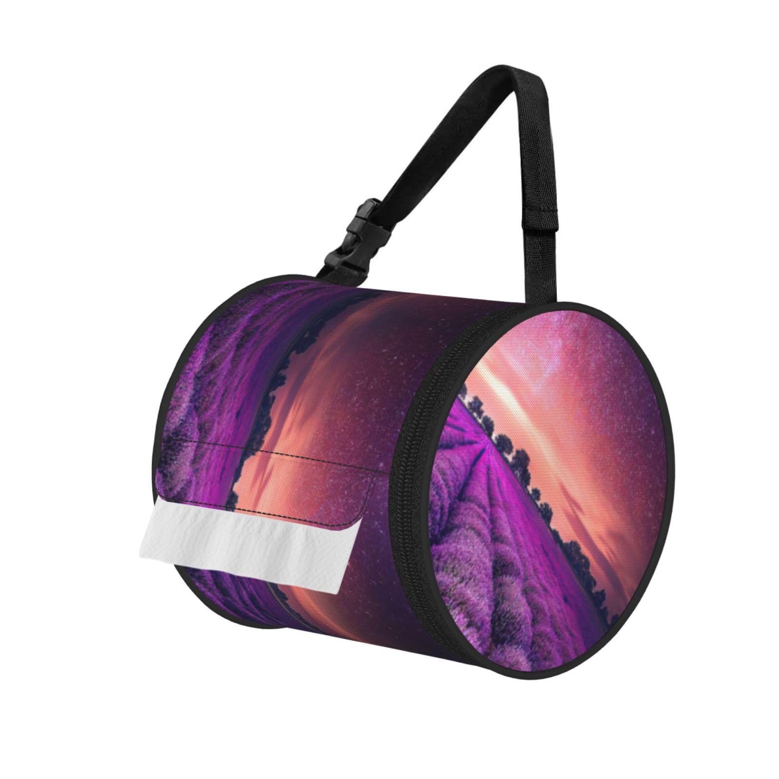 Lavender Fields Print Fashion Tissues Organizer Box, Hanging Tissue Holder For Purse Coins For Car Office Daily Outing