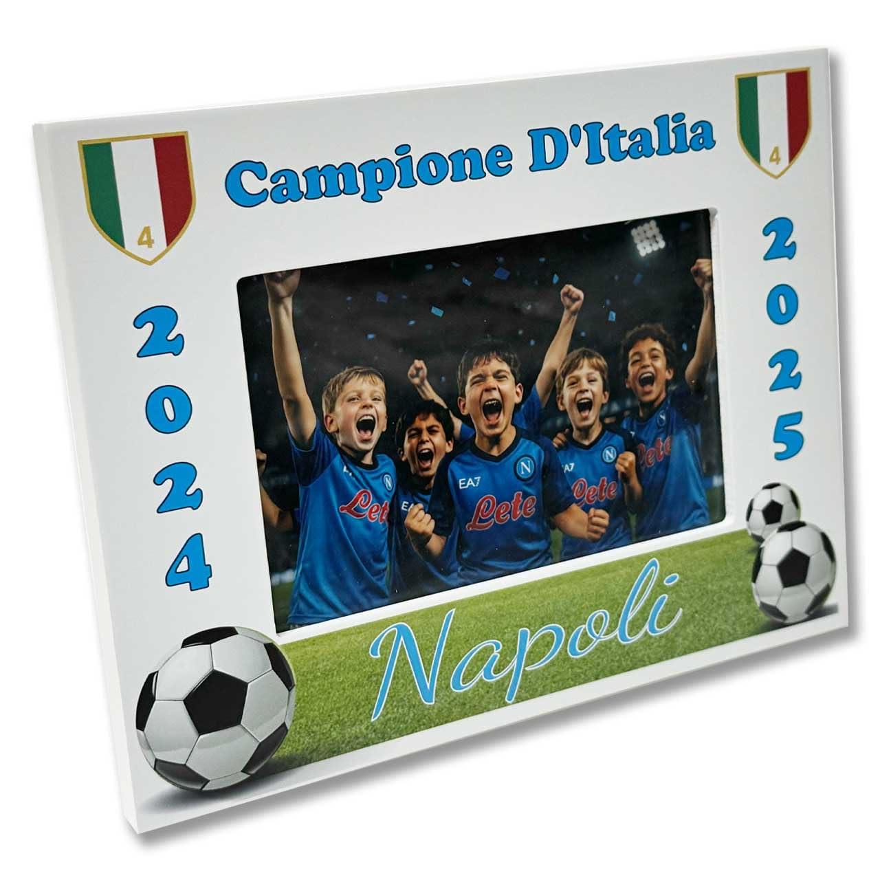 Bilderrahmen mit Wappen Napoli, Foto, 10 x 15 cm, Napolitanischer Fanartikel, 10 x 15 cm, zum Einrahmen und Andenken an das historische 4. Wappen der Partnerschaft mit Stolz und Leidenschaft