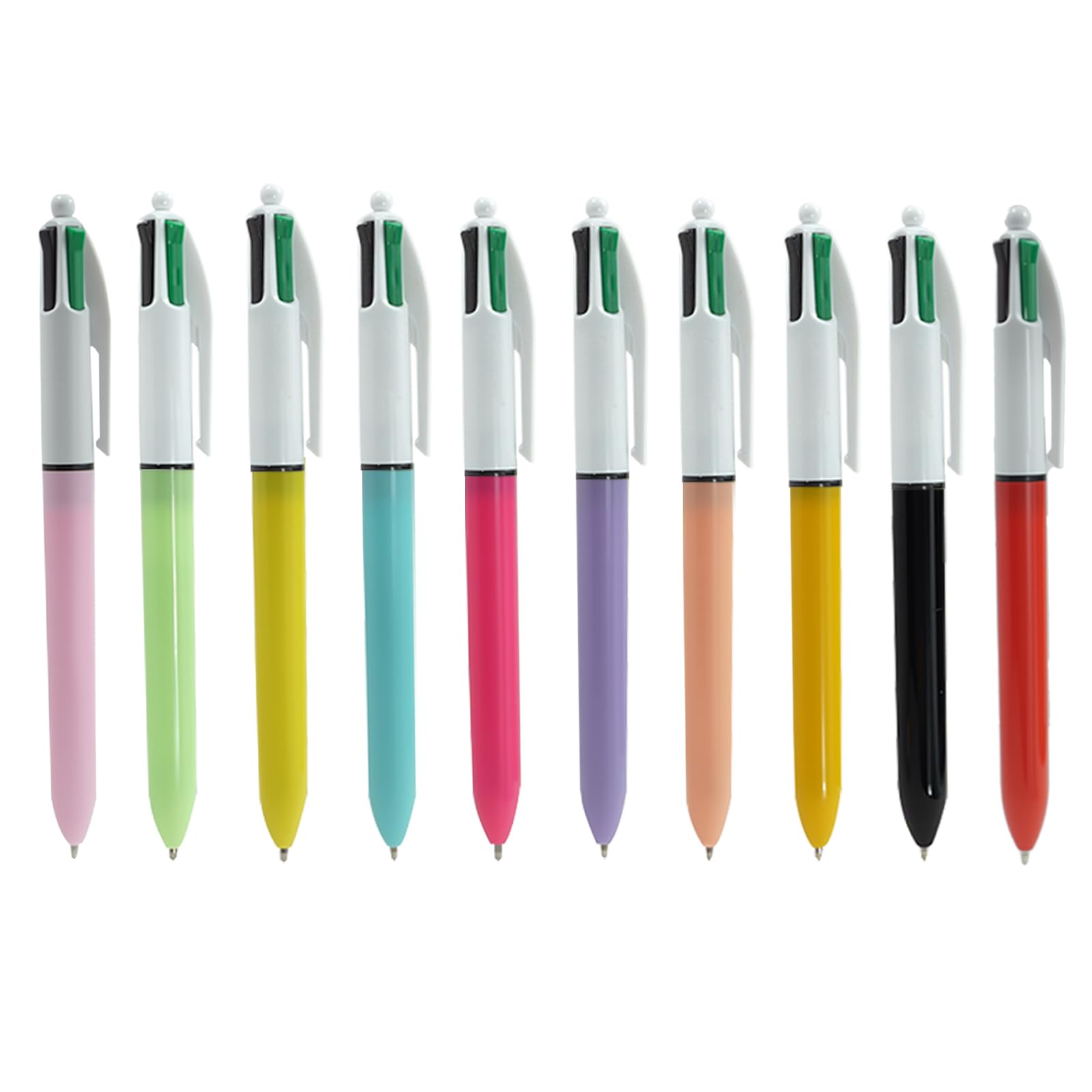 Multi Colour Pen All In One 10pcs, Retractable 4 Colour Pens All In One (Black/Red/Blue/Green) ,1.0mm Fine Tip For Smooth Writing,Multi Colour Pen,for students, teachers, artists, designers, etc