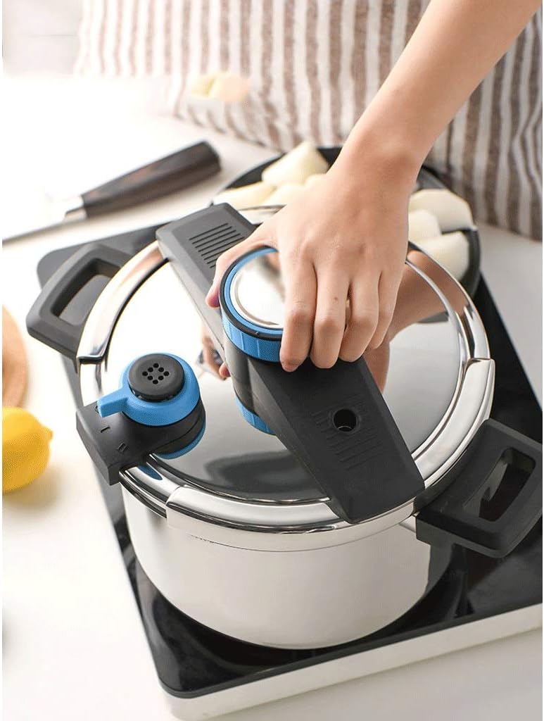 Stainless Steel Pressure Cooker，Adjustable Limiting Valve, hand Operated Switch, Polished, Boiled/steamed/fried/stewed(Blue,4L)
