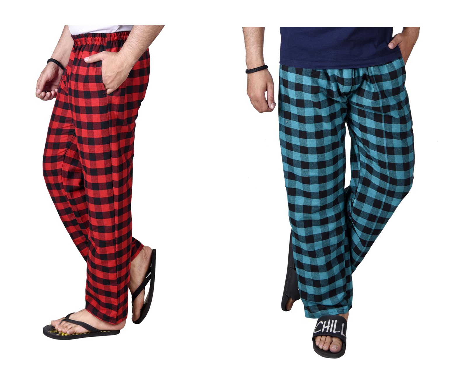 letz dezine Comfortable and Stylish Cotton Check Pyjama for Men - Stay Cozy All Day Night! Pack of 2, (Free Size, Multicolor LDS11454)-picture-41