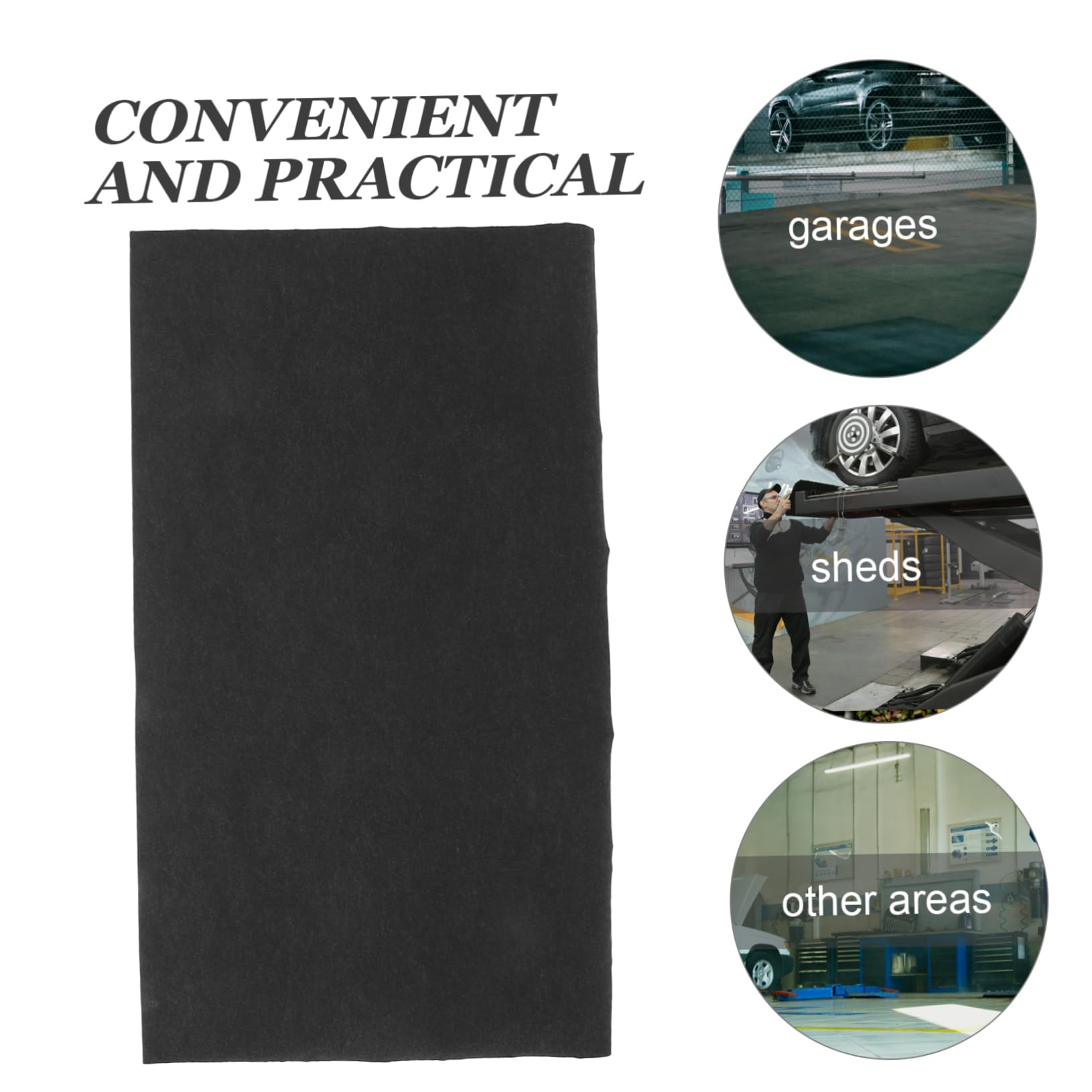 Veemoon Tapis de Sol de Garage Absorbant L’Huile et Protégeant Le Sol en Feutre Chimique Antidérapant Garage Noir et Abri