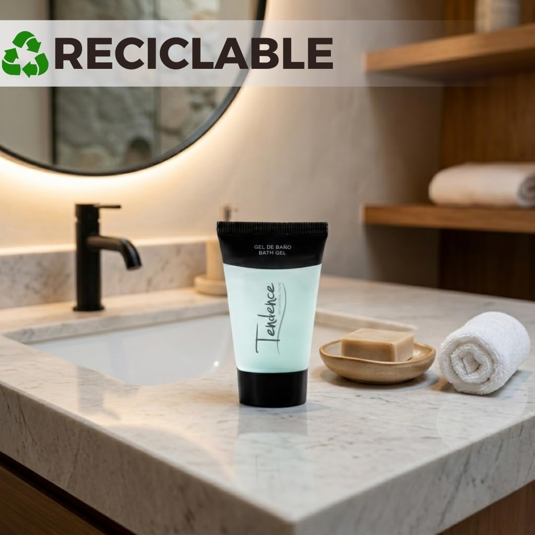 400 unidades Tubo de Gel de Ducha Amenities Hotel – Cosmética Hotelera Ecológica para Hoteles, Spa, Casas Rurales y Alojamientos Turísticos | Producto para Habitaciones, Formato Viaje.