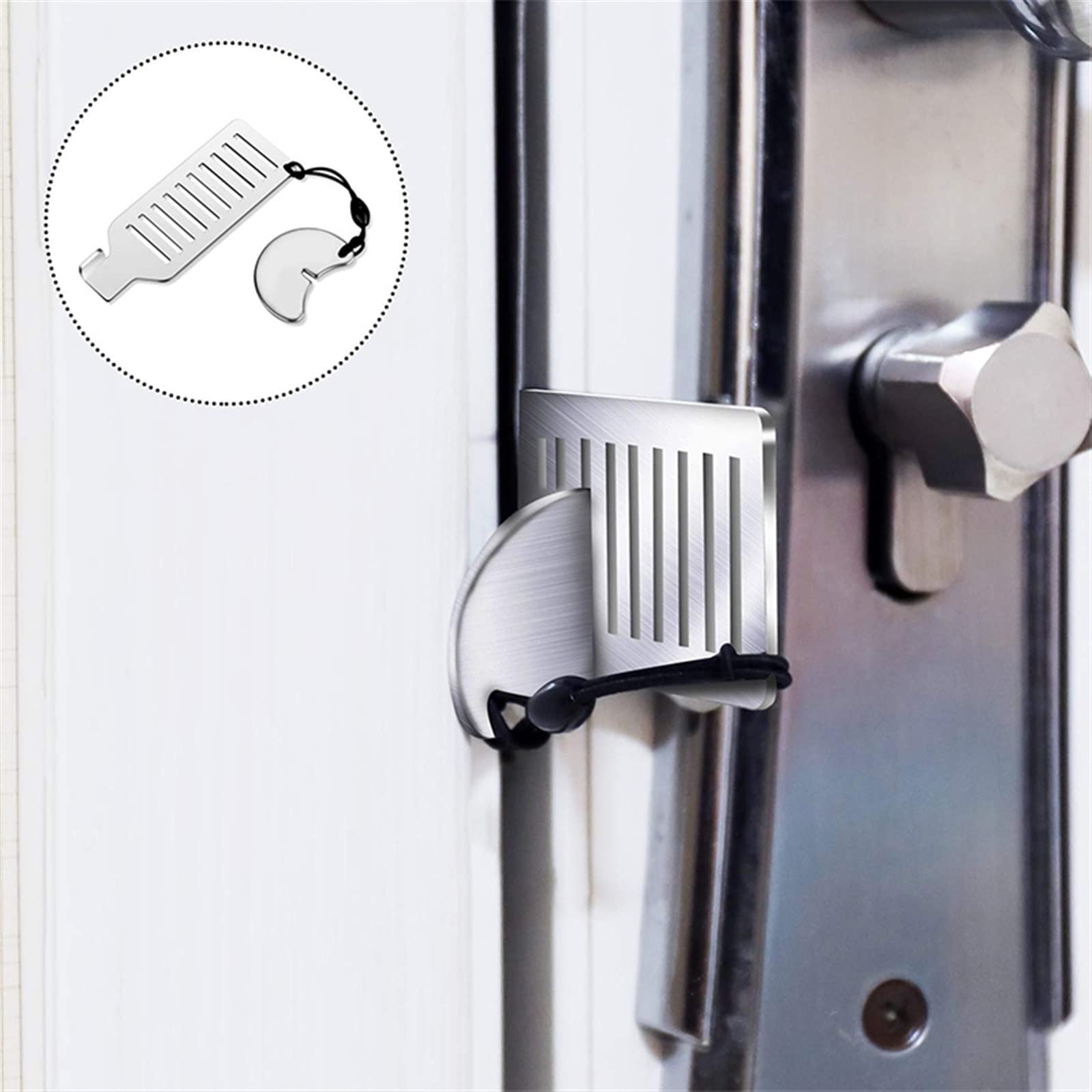 Pack De 2 Cadenas Antirrobo Para Puertas - Portátil, Instalación Sin Taladrar, Ajustable, Ideal Para Viajes Y Hoteles
