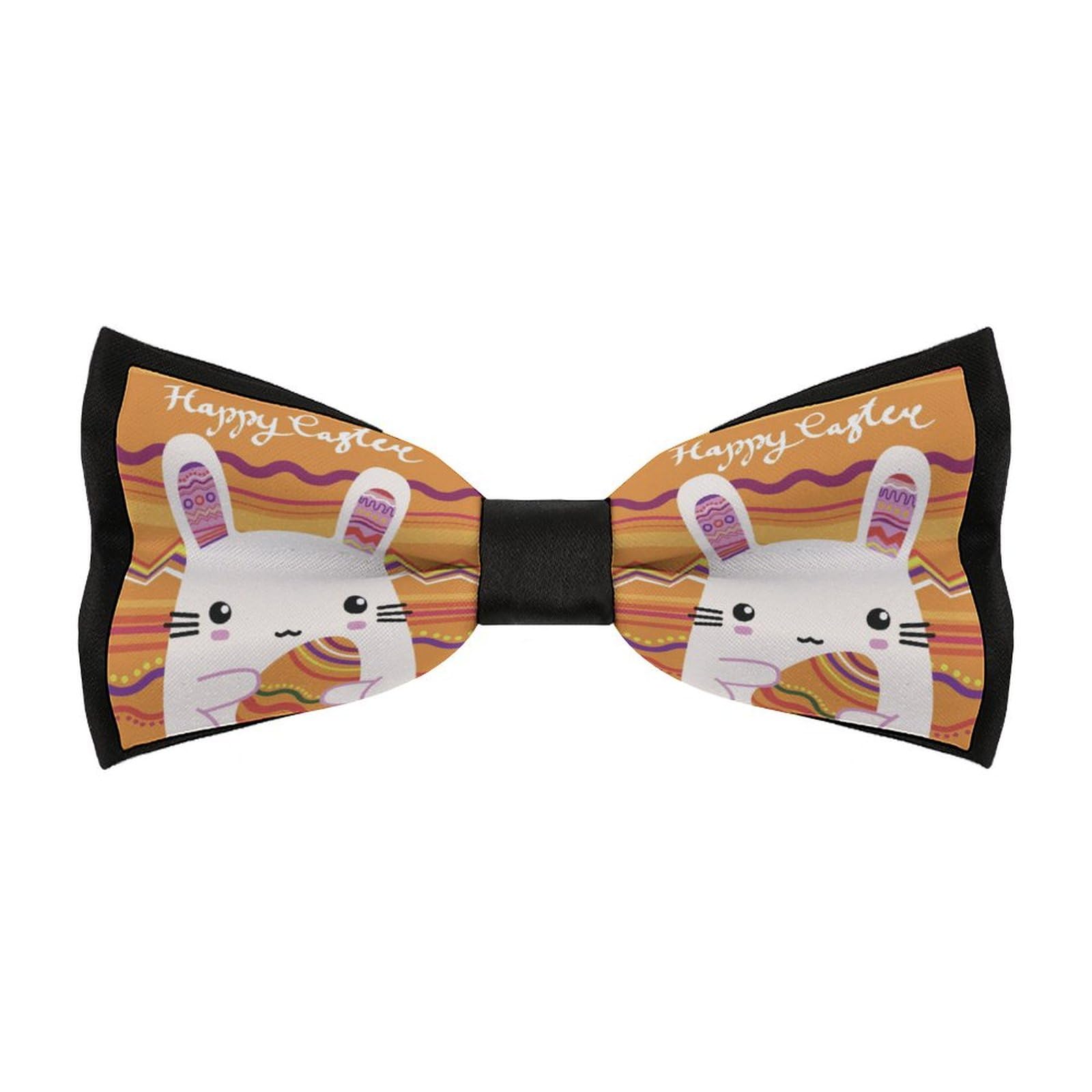 JYYAU Easter Eggs Rabbit Bunny Bow Tie Adjustable Necktie For Men Business Fashion Pre-tied Tie Neckwear Novelty Accessory For Weddings Party Festival