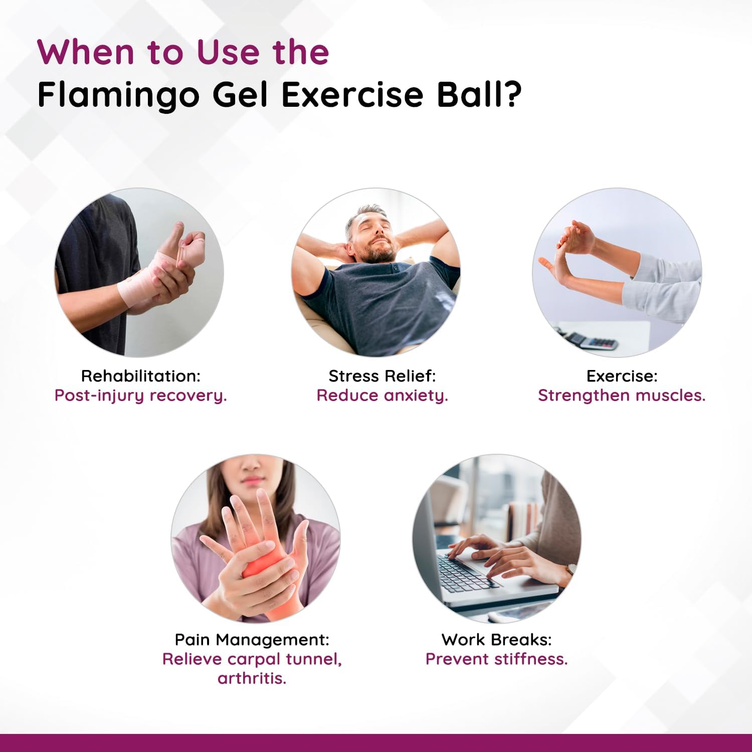 Flamingo Premium Silicone Stress Relief Ball for Hand Muscles Strengthening and Stress Relief | Medium, Red | Size - Universal | 2