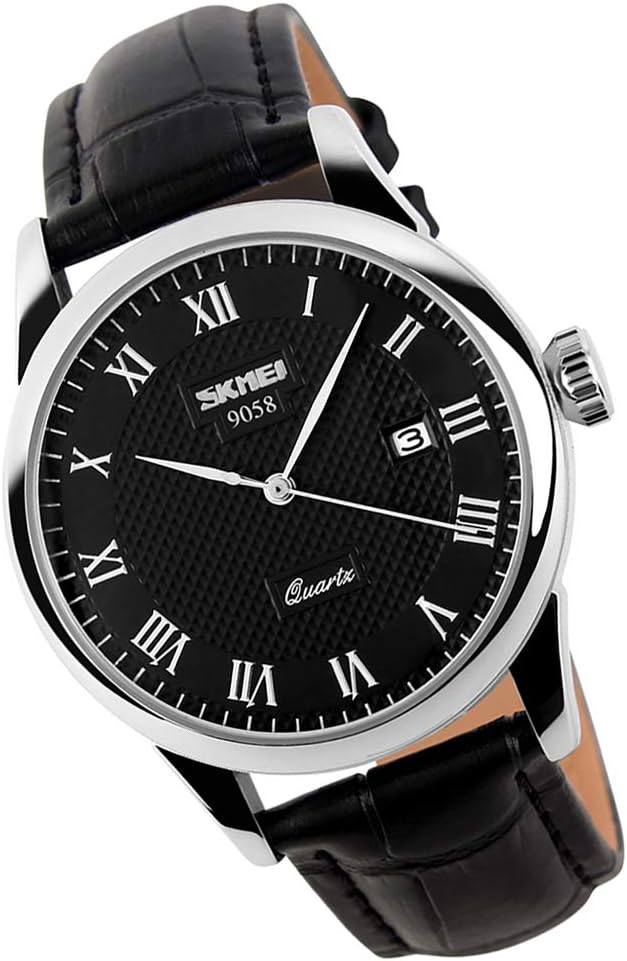 Watch for Men Business Dress Classic Fashion Casual Black Leather Quartz Analog Waterproof Calendar Date Light Simple Wrist Watches Dad Fathers Gifts