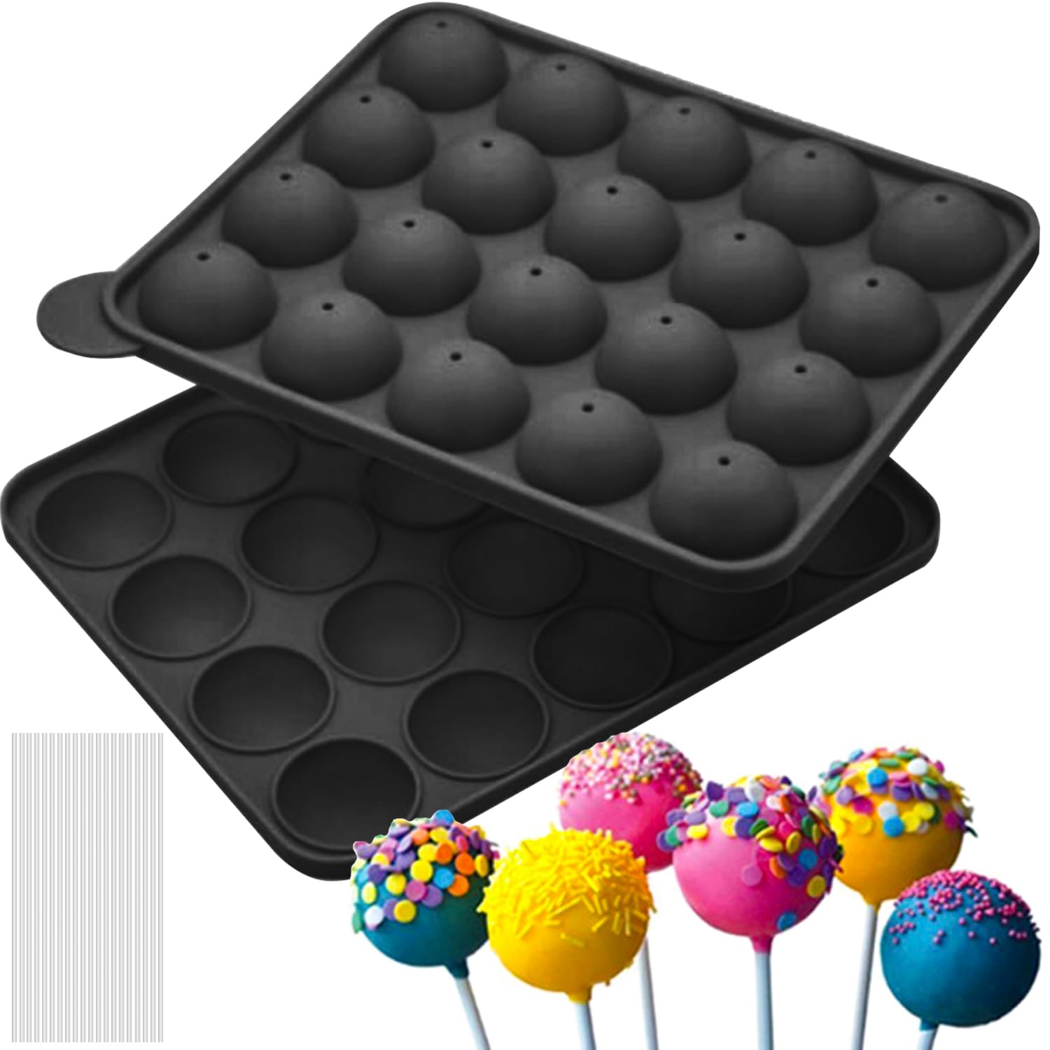 Moule à Cake Pop En Silicone Résistant à La Chaleur - 20 Cavités Pour Boules Parfaites