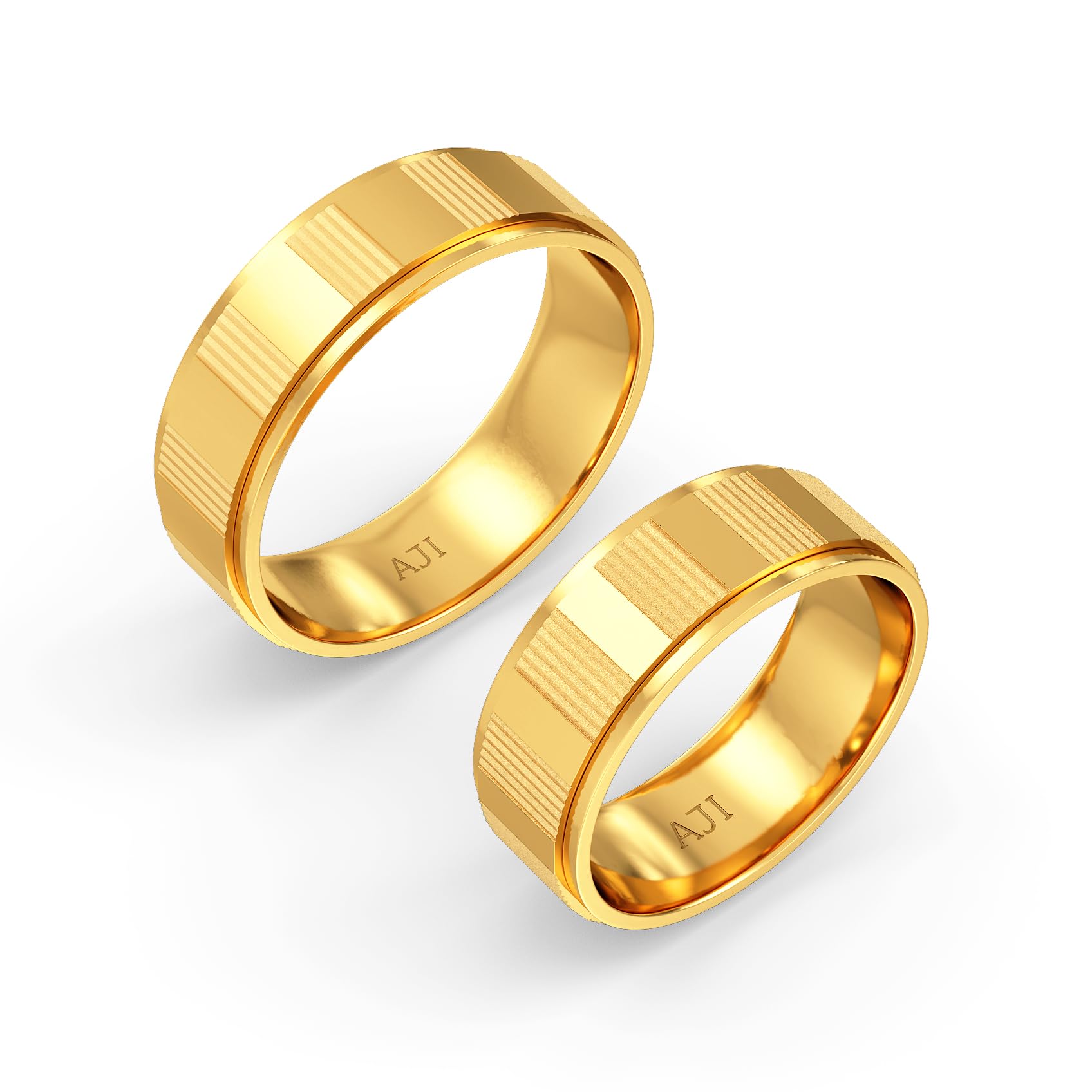 joyalukkas 22k (916) Purity | BIS Certified | Opulent Stripe Texture Gold Ring Combo-picture-2