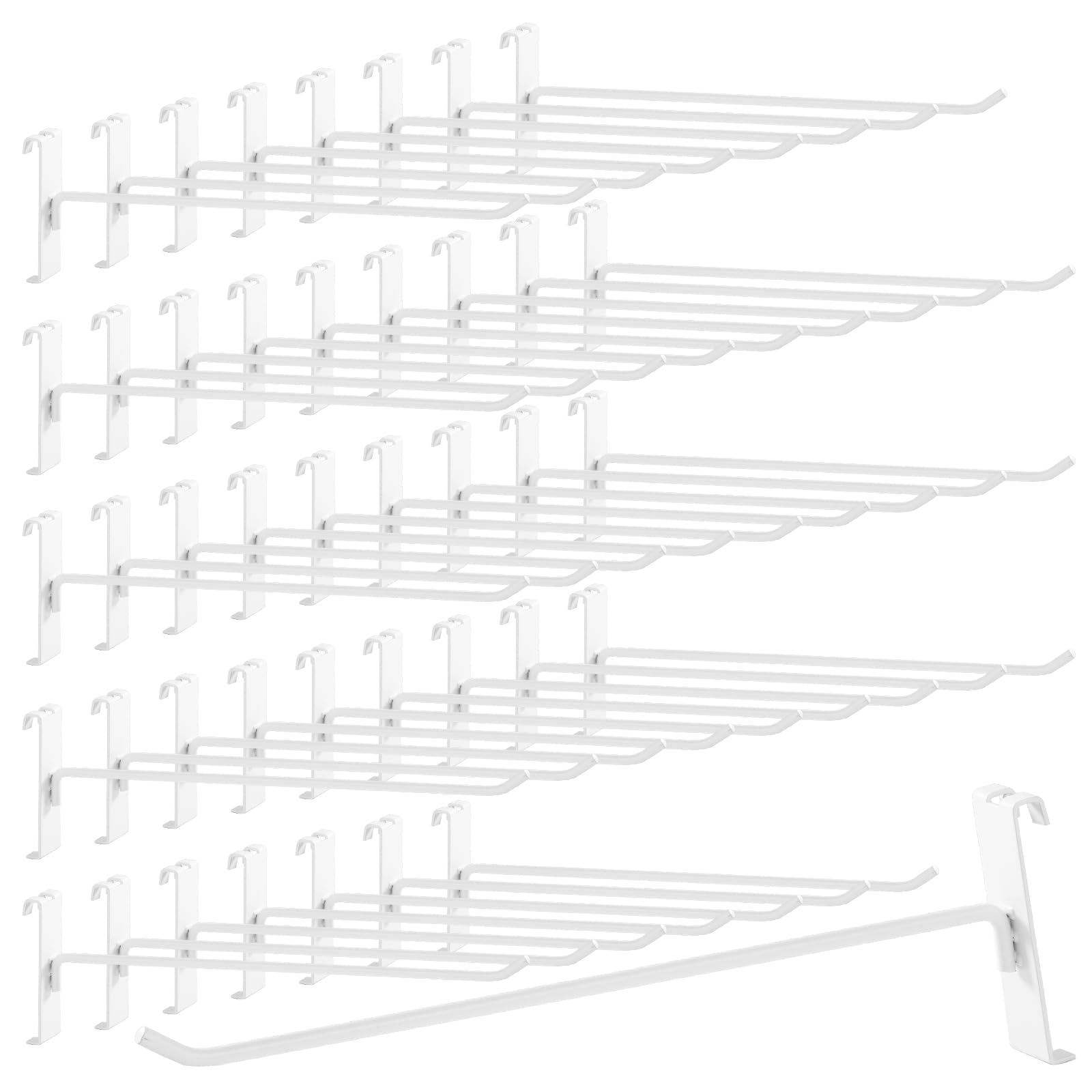 Photo 1 of SINCHEEWAY 60 Pack Grid Wall Display Hooks, Metal Gridwall Accessories for Retail Stores, Trade Shows, Art and Craft Displays (White, 12 Inch)