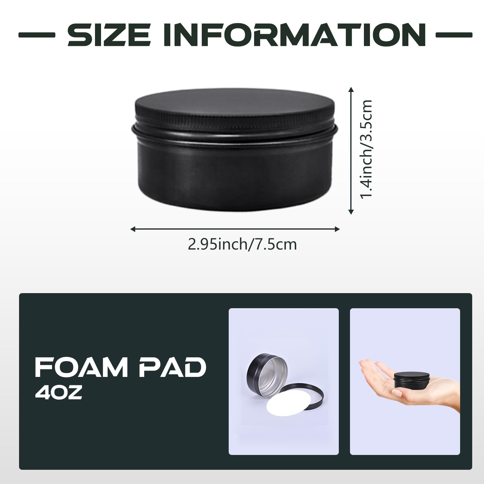 Hyuetrsa 48 Pack Screw Lid Round Tins 4 oz Aluminium Empty Tin Black Metal Candle Storage Tin Black Aluminium Empty Candle Tins for crafts, food, cosmetics, ointment storage, DIY (black)