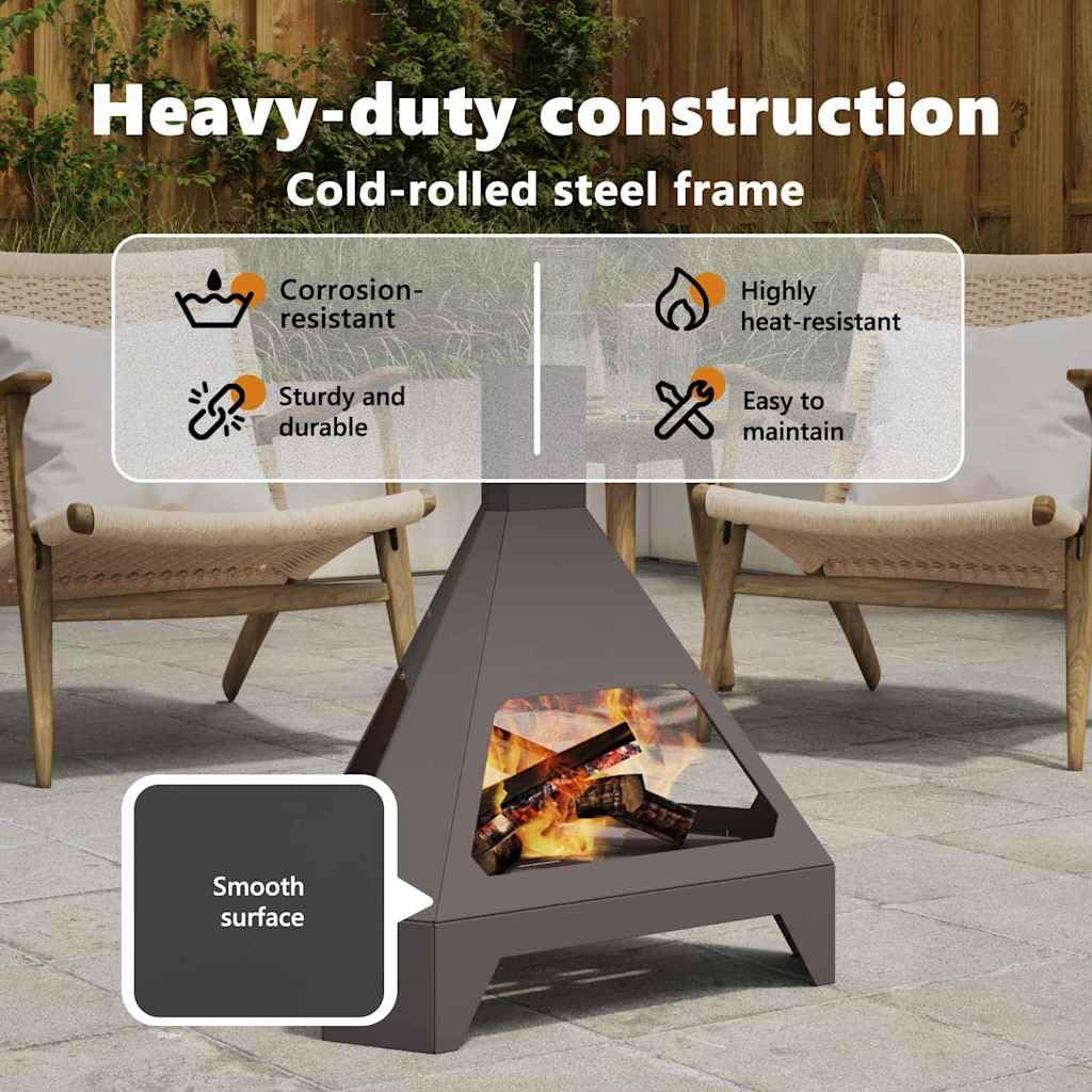 vidaXL Braciere Nero 50 x 43 x 52 cm Acciaio Corten