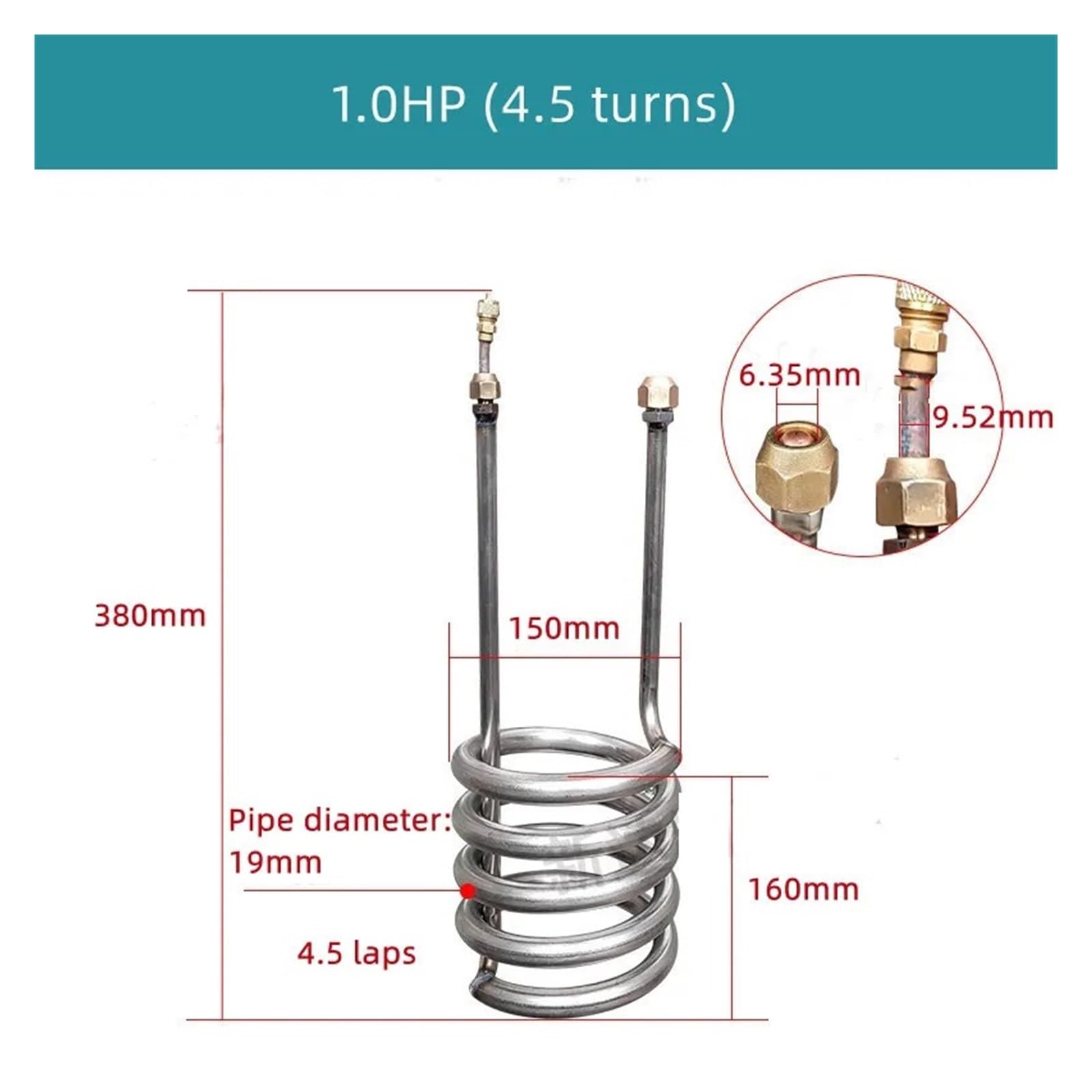 Intercambiador de calor, Eador De Tubo Io, Intercambiador Calor Recto Tanque Peces Agua Dulce, Enfriador 1-5(5)