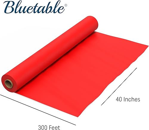 Miniatura 2 de Rollo de plástico para mantel Rojo de 40 x 300 pies, rollos de mantel desechables para cubrir la mesa, manteles de plástico para cubrir mesas